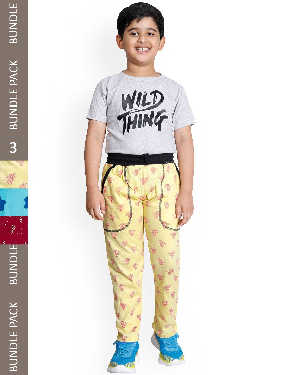 IndiWeaves Boys Pack Of 3 Mid-Rise Cotton Track Pants-picture-27