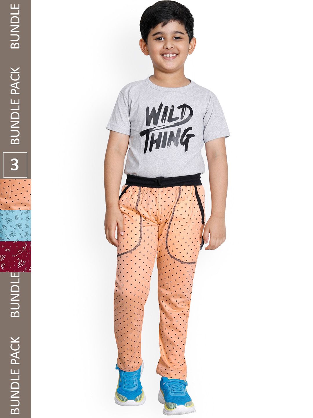 IndiWeaves Boys Pack Of 3 Mid-Rise Cotton Regular Fit Track Pants-picture-56