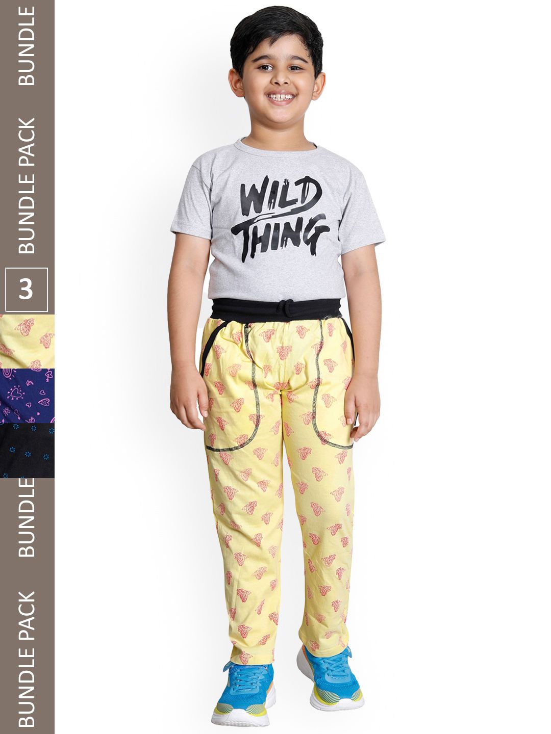 IndiWeaves Boys Pack Of 3 Graphic Printed Cotton Mid-Rise Cotton Track Pants-picture-32