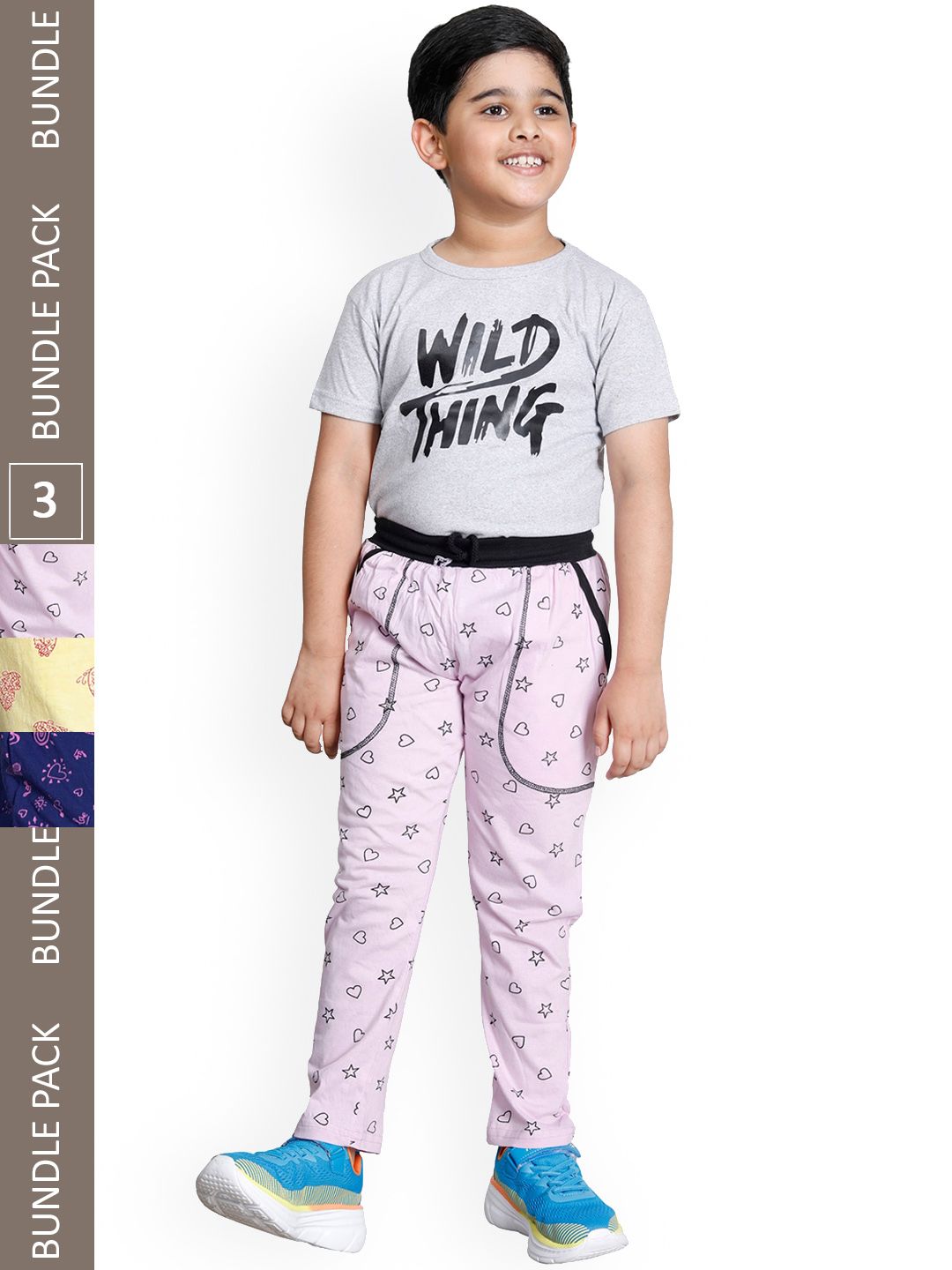 IndiWeaves Boys Pack Of 3 Graphic Printed Mid-Rise Cotton Track Pants-picture-47