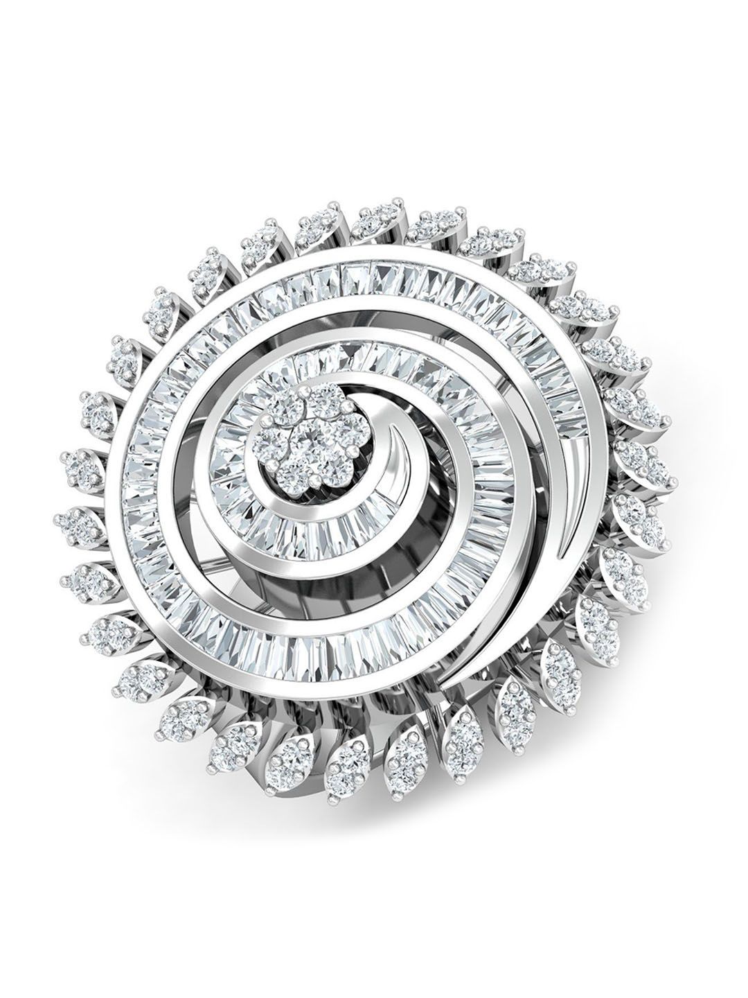 KUBERBOX Milano Cocktail 18KT White Gold Diamond -Studded Ring -1.36gm-picture-18