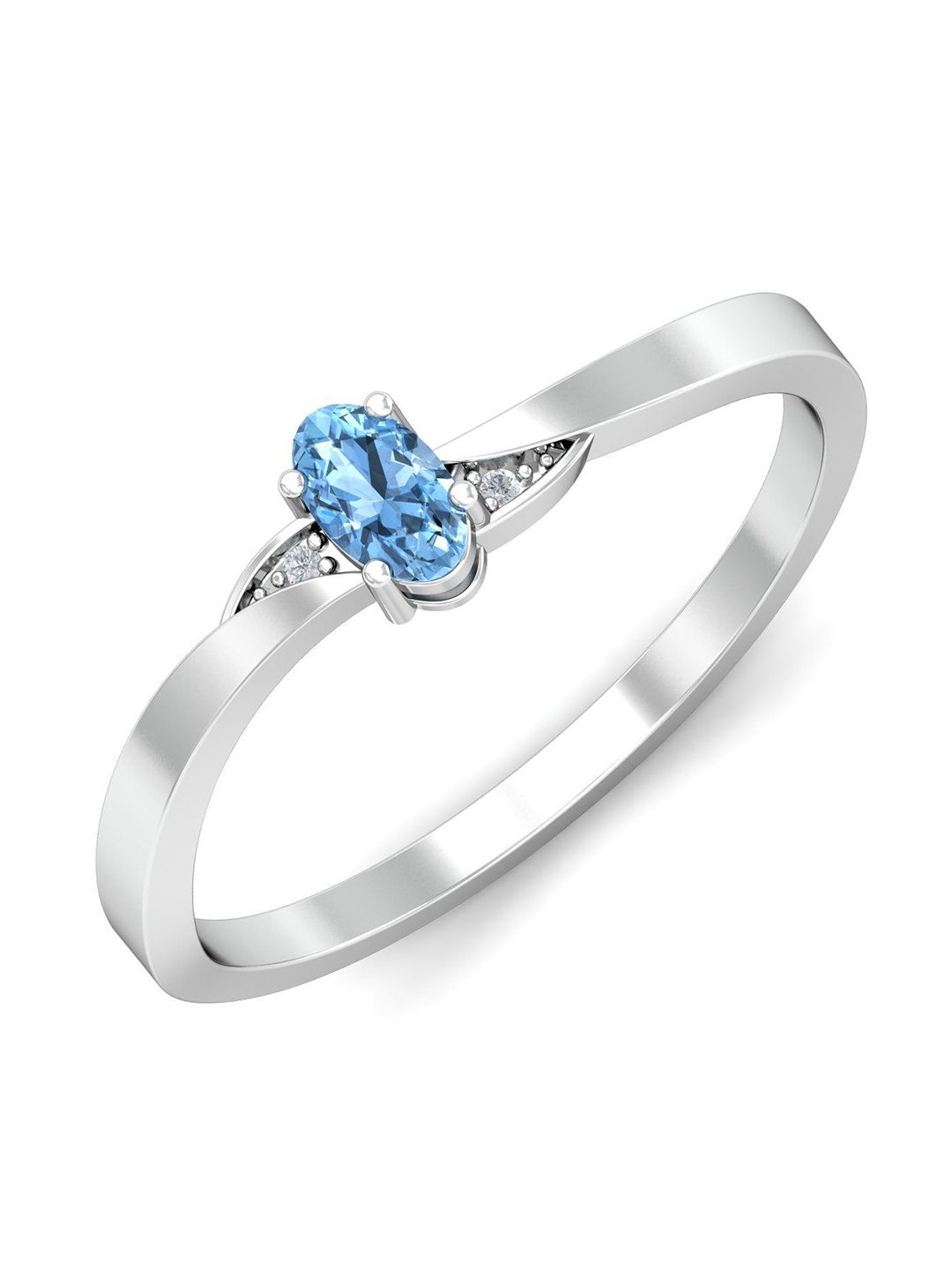 KUBERBOX Elptica 18KT White Diamond-Studded Aquamarine Ring- 1.89gm-picture-16