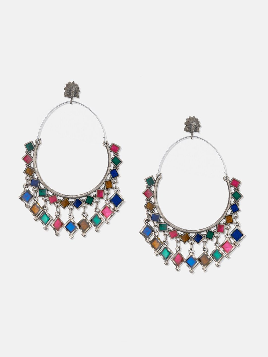 ATIBELLE Set Of 2 Silver-Plated Contemporary Drop Earrings