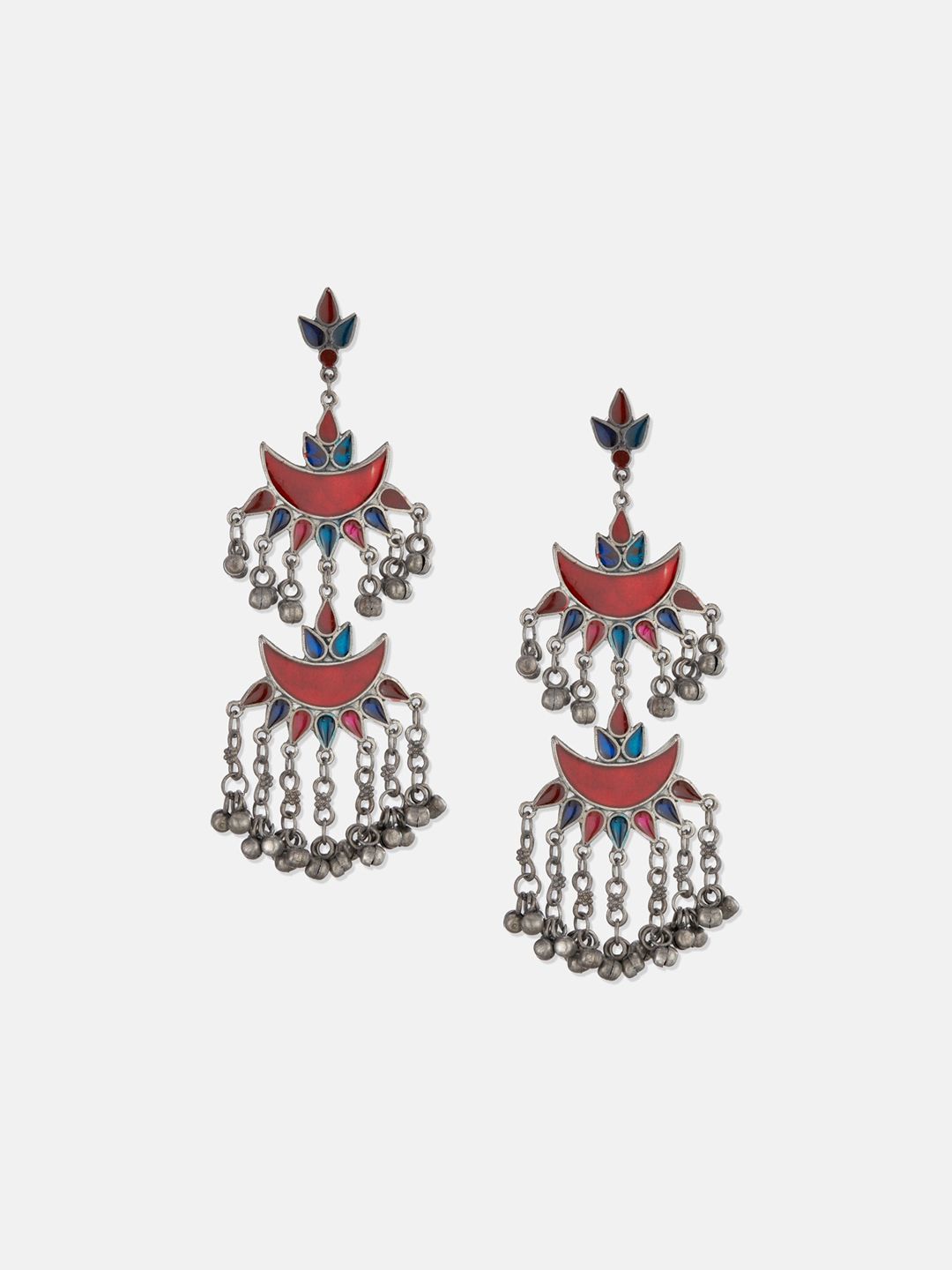 ATIBELLE Set Of 2 Silver-Plated Contemporary Drop Earrings