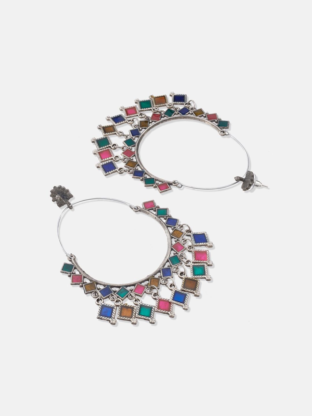 ATIBELLE Set Of 2 Silver-Plated Contemporary Drop Earrings