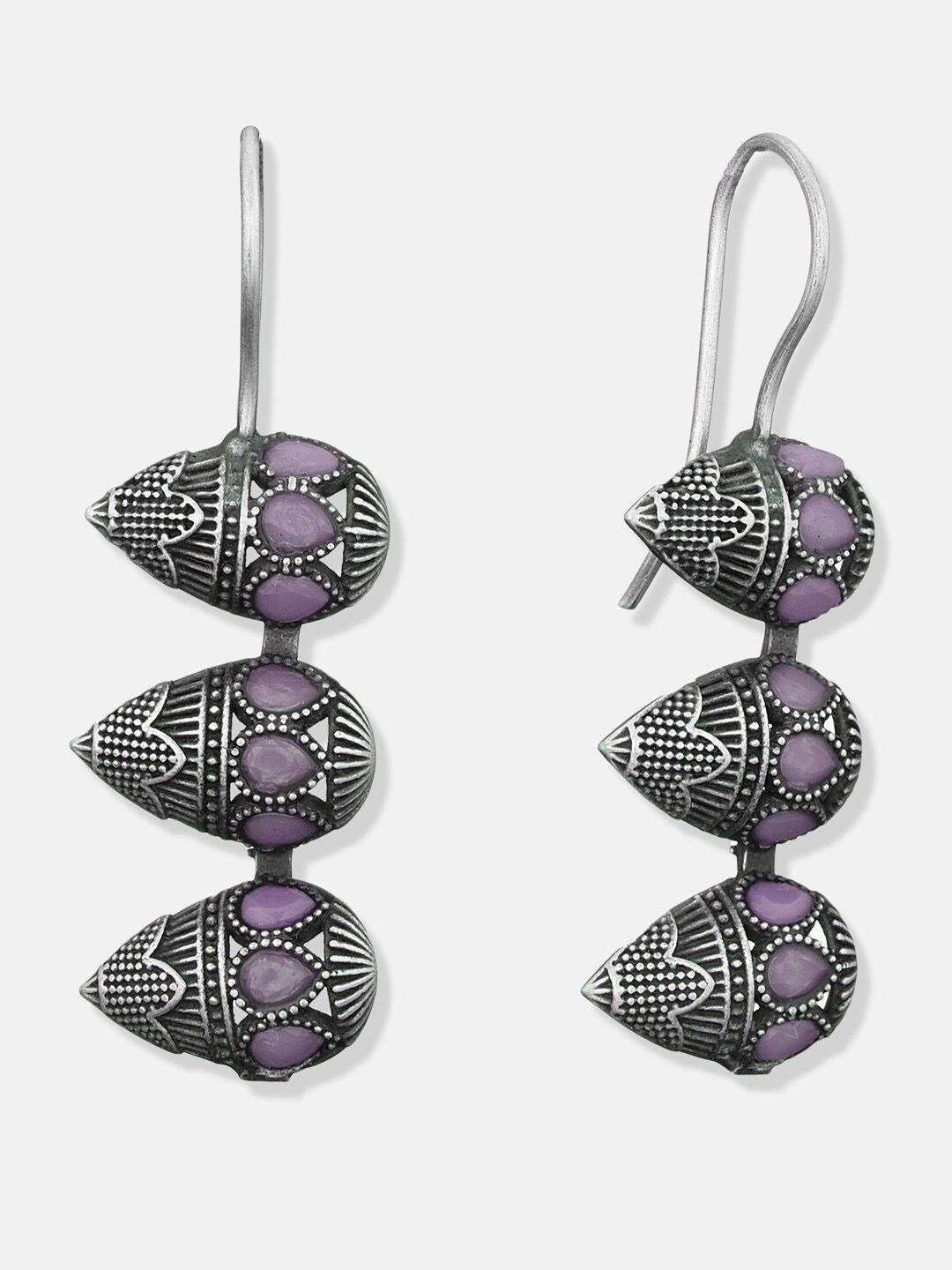 ATIBELLE Set Of 2 Silver-Plated Contemporary Drop Earrings