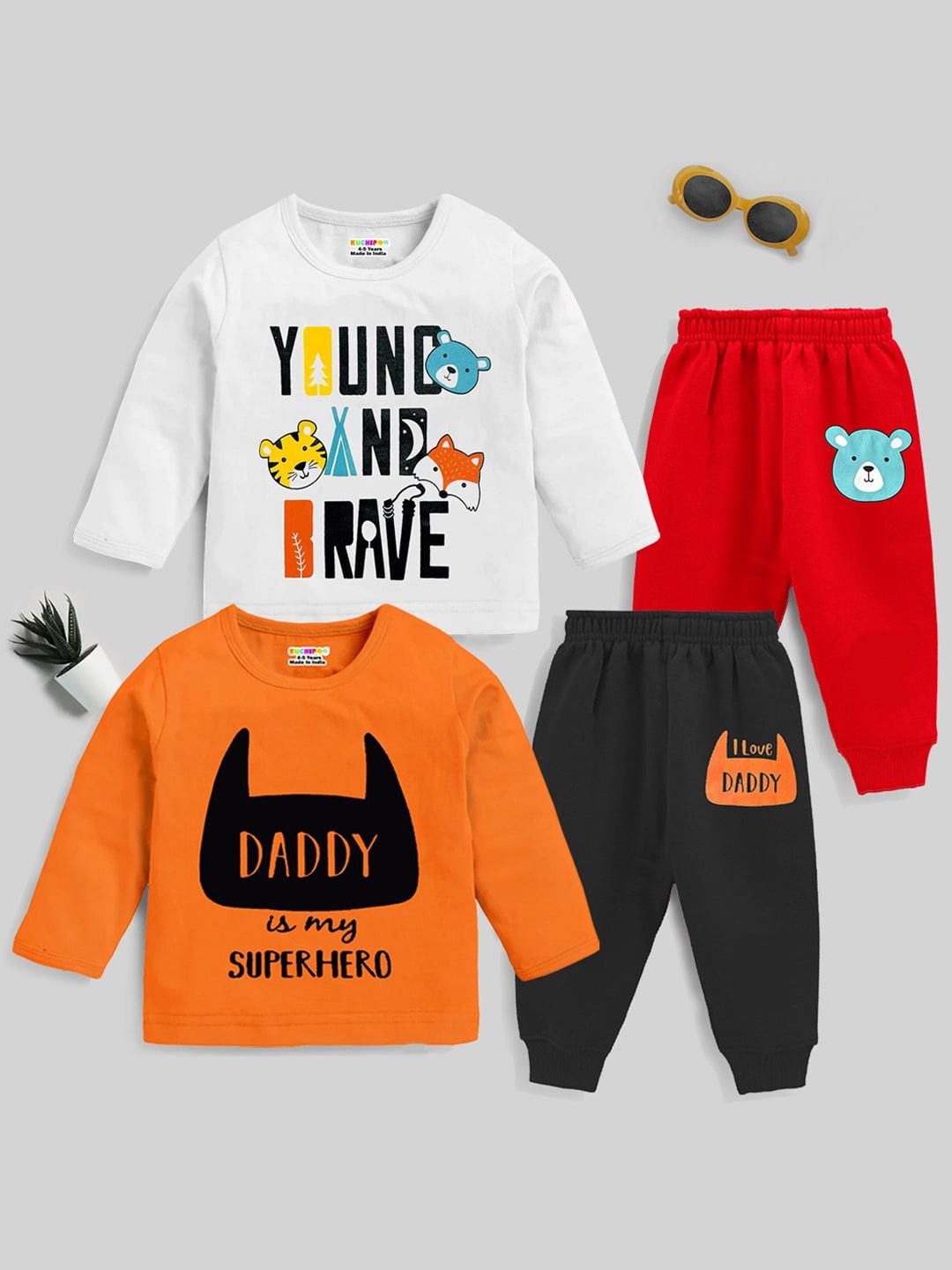 KUCHIPOO Infants Boys Pack Of 2 Printed Night suits-picture-18