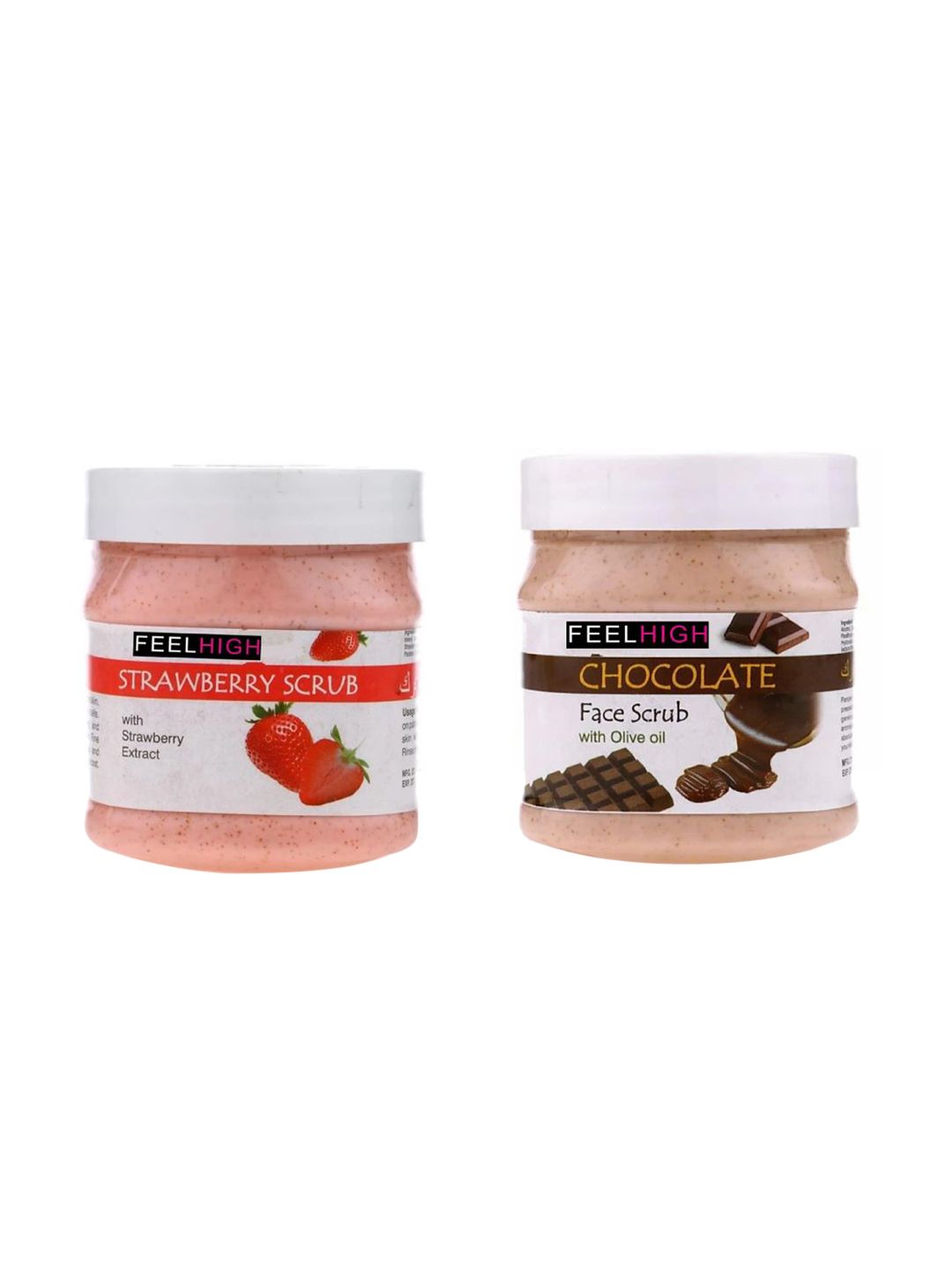 FEELHIGH Set Of 2 Strawberry & Chocolate Scrub For Face & Body Exfoliators 500 ml Each-image-6