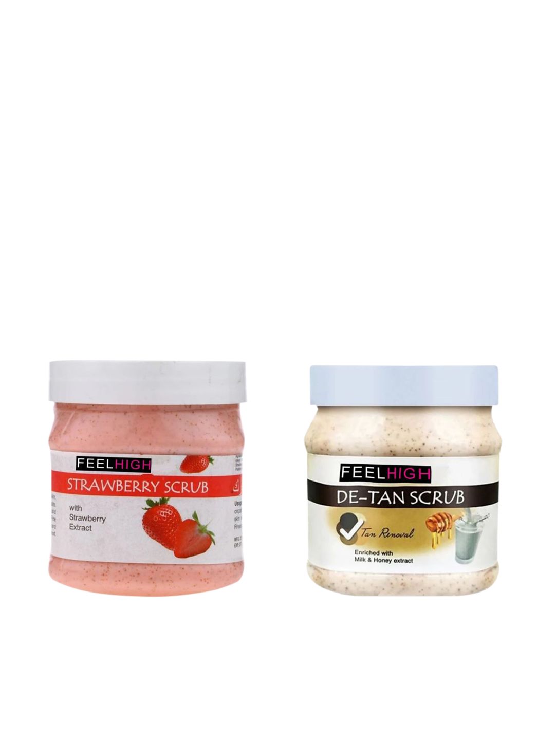 FEELHIGH Set of Strawberry & De-Tan Organic Face & Body Scrub - 500 ml each-picture-4