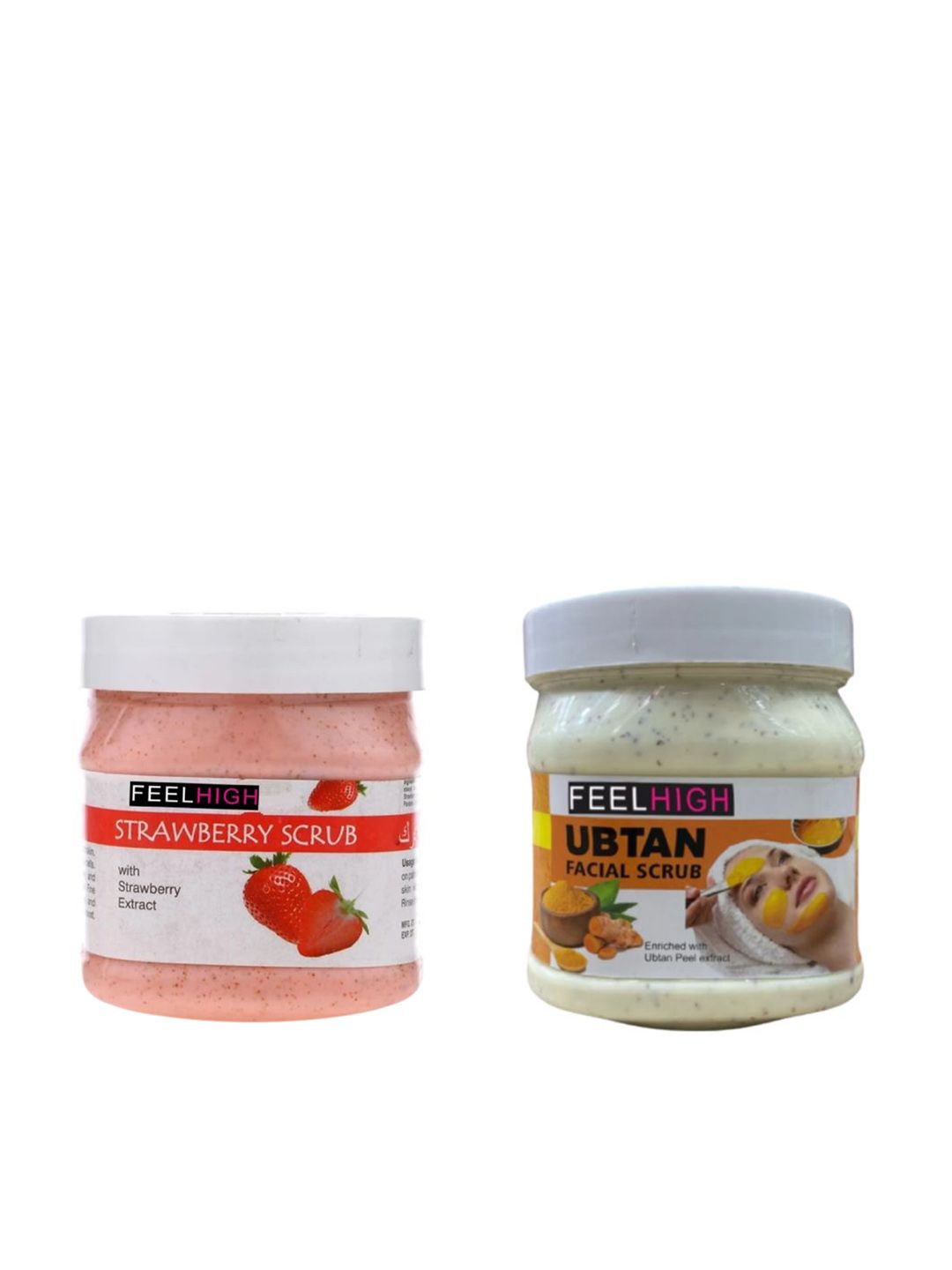FEELHIGH Set of Strawberry & Ubtan Organic Face & Body Scrub - 500 ml each-image-3