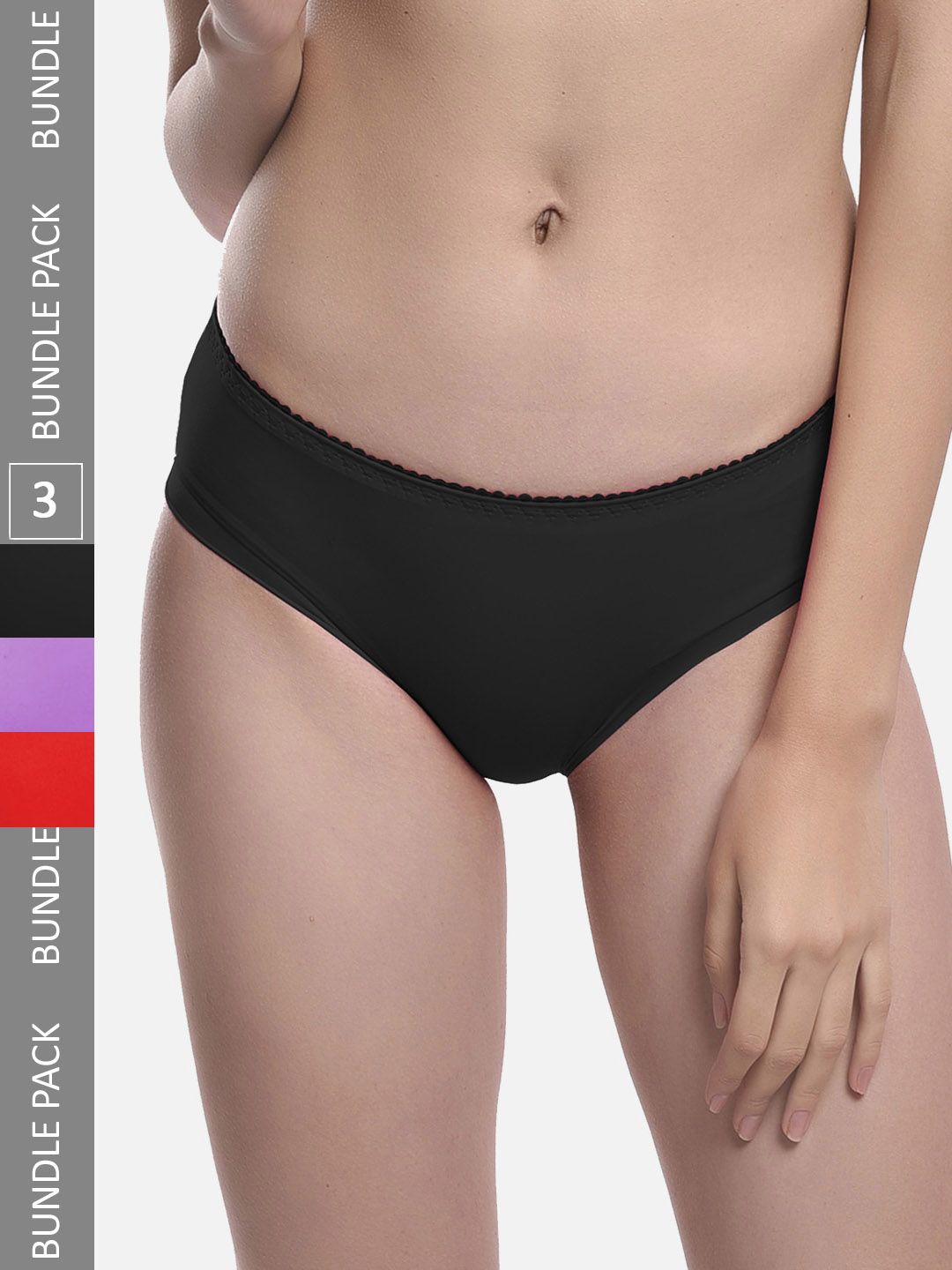 StyFun Women Pack Of 3 Anti Microbial Hipster Briefs LS_Chinki_Panty_BlackPurpleRed-picture-20
