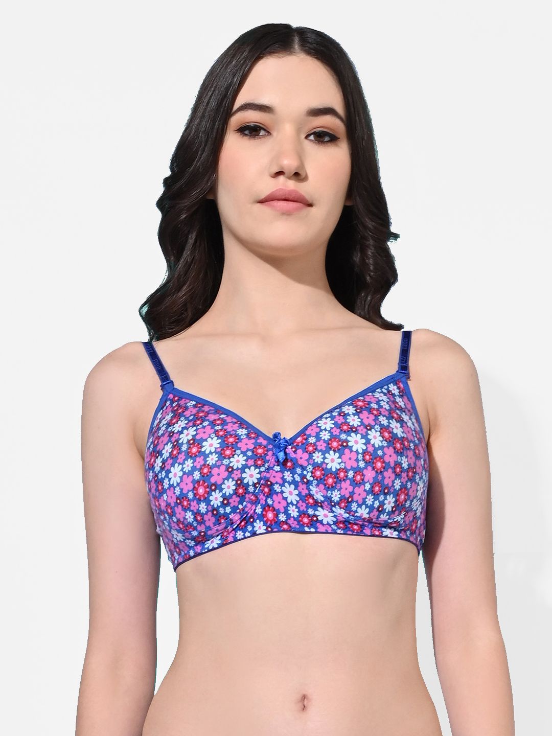 FIMS Floral Printed Full Coverage Lightly Padded Cotton Everyday Bra All Day Comfort-picture-10