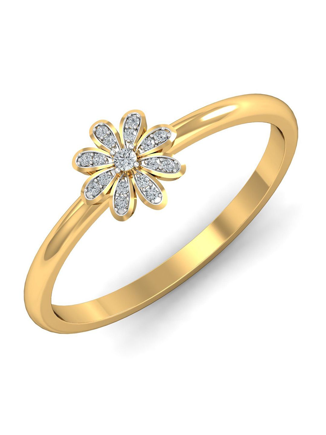 KUBERBOX La Floraison 18KT Gold Diamond Studded Finger Ring- 1.8gm-picture-31