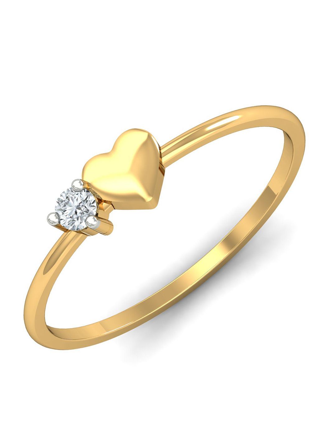 KUBERBOX Petite 18KT Gold Diamond Studded Heart Ring - 1.17gm-picture-19
