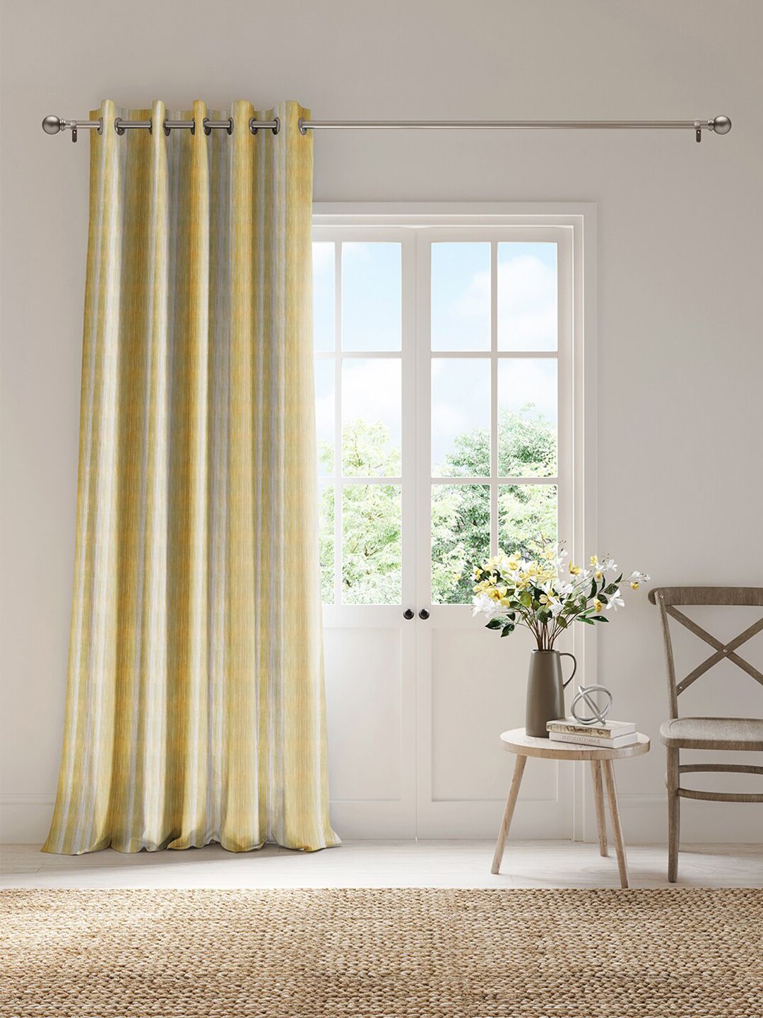 DDecor Yellow & Grey Striped Room Darkening Door Curtain-image-40