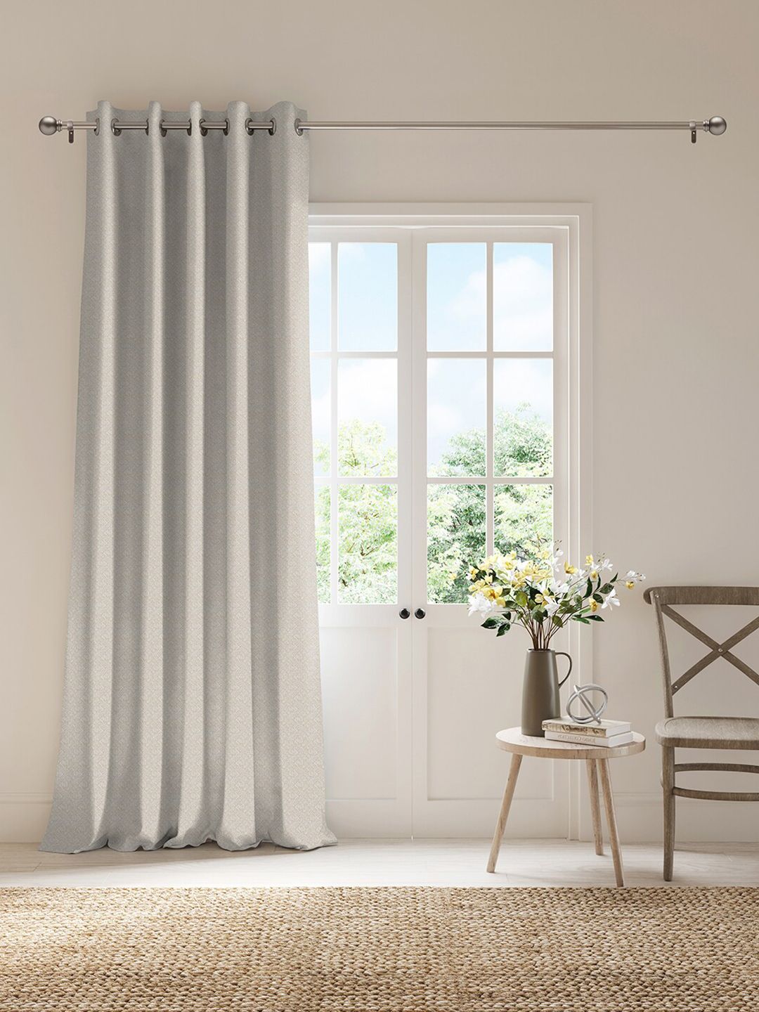 DDecor Beige Printed Black Out Long Door Curtain-image-12