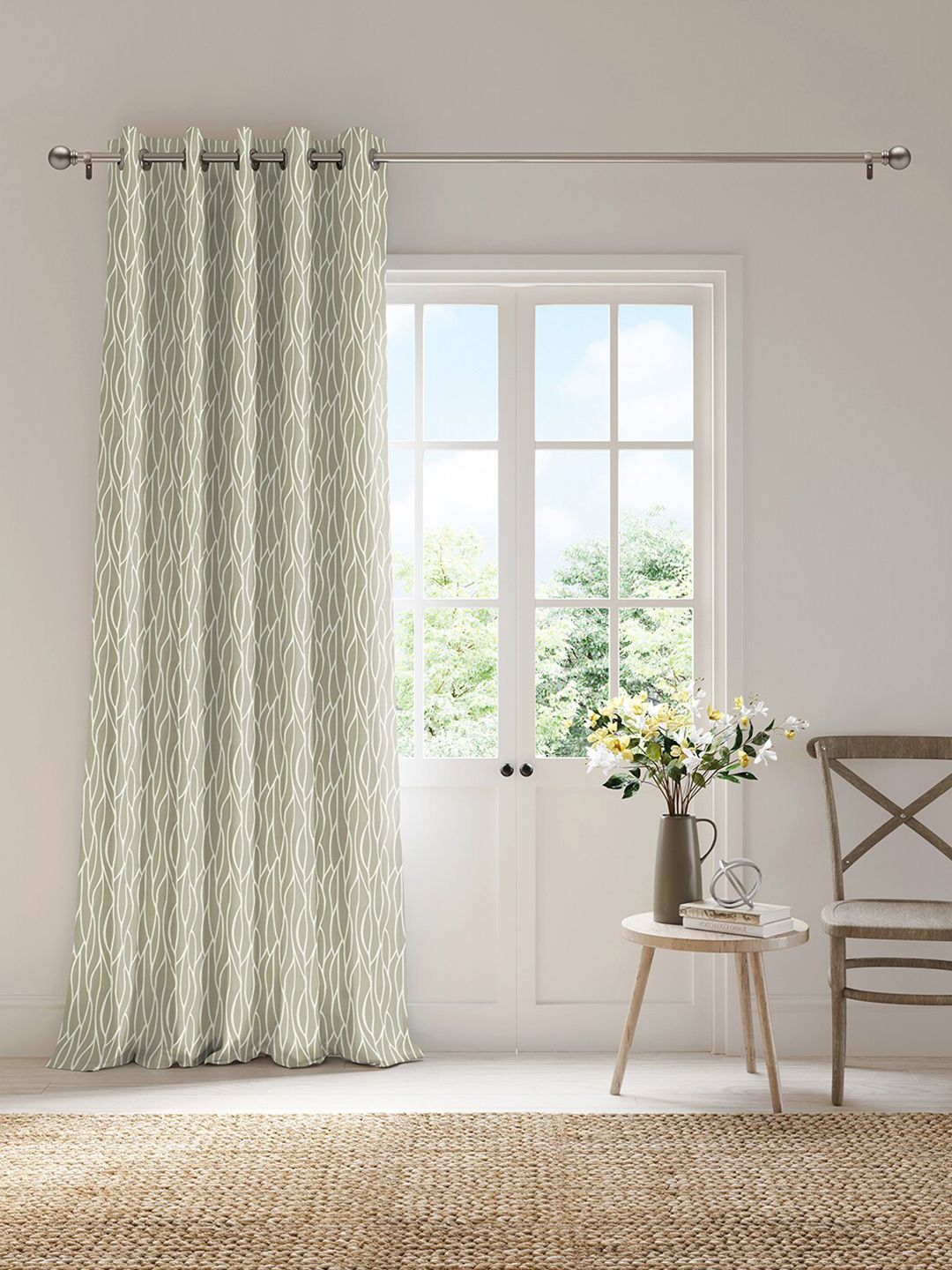 DDecor Beige & White Room Darkening Long Door Curtain-image-48