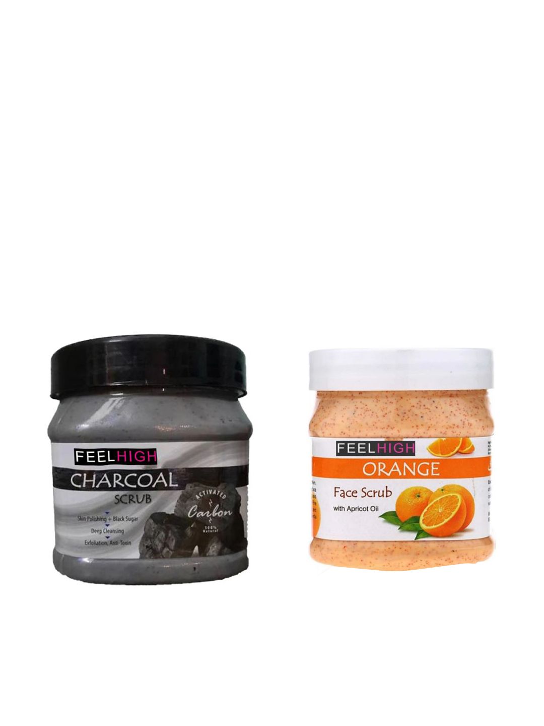 FEELHIGH Set of Orange & Charcoal Face Scrubs - 500 ml Each-image-2