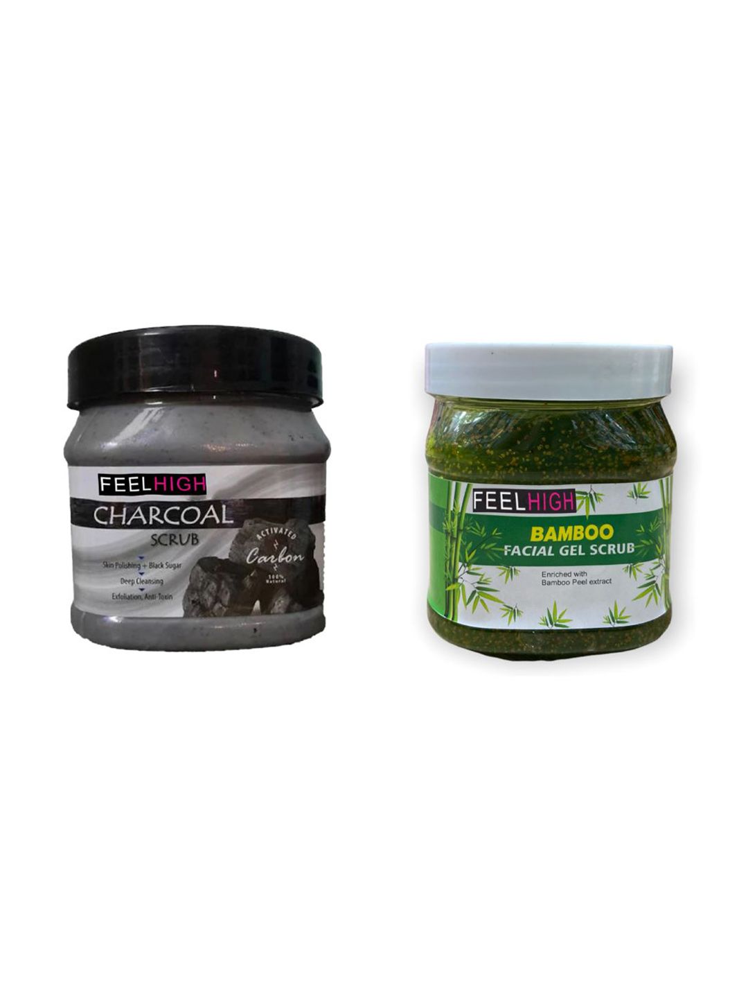 FEELHIGH Set Of 2 Bamboo Gel & Charcoal Face & Body Scrubs 500ml Each-image-14