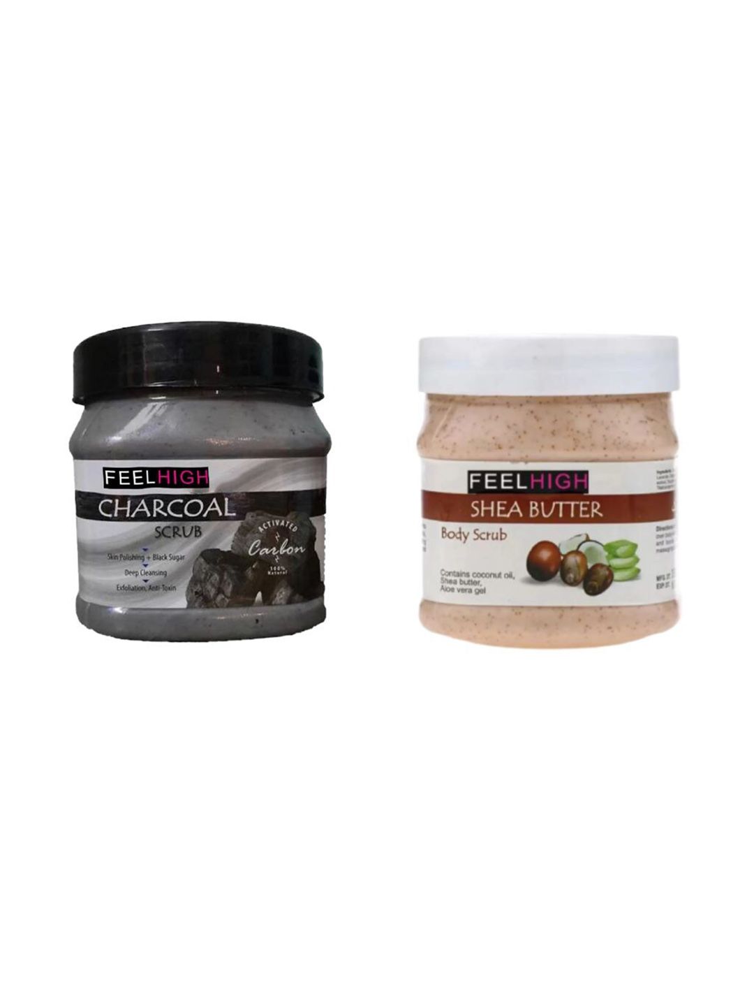 FEELHIGH Set Of 2 Shea Butter & Charcoal Face & Body Scrubs 500ml Each-picture-14