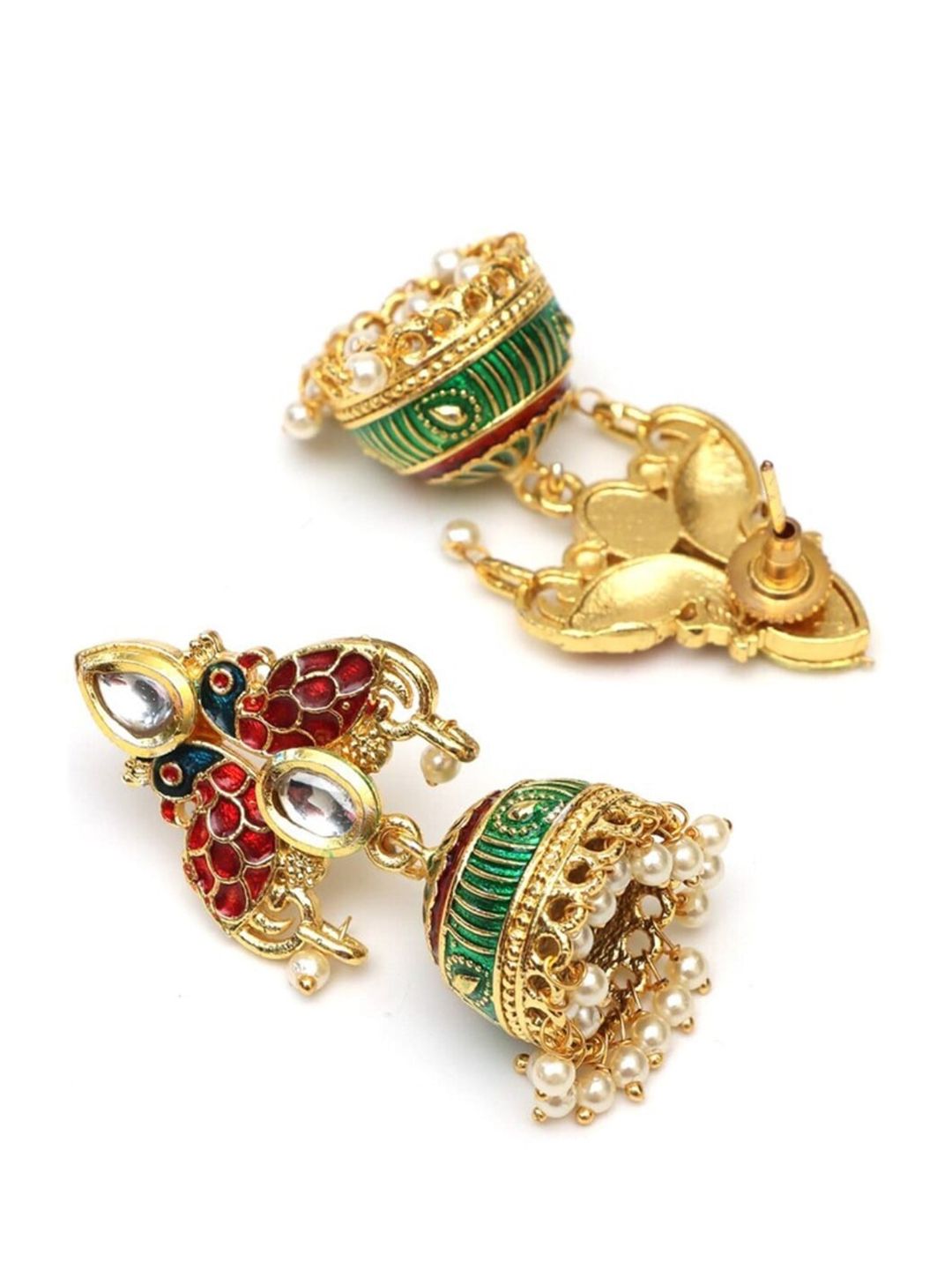 ATIBELLE Gold-Plated Kundan Studded Classic Jhumkas Earrings