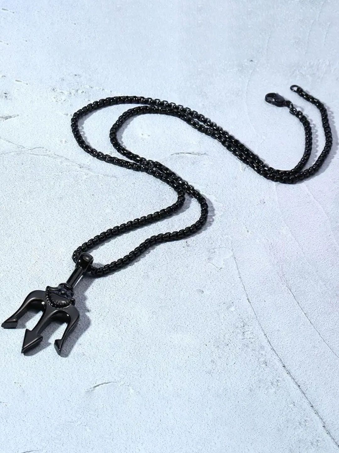 MEENAZ Men Set of 3 Silver-Plated Contemporary Pendant With Chain-picture-26