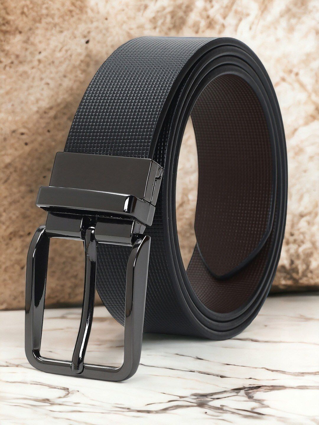 CRUSSET Men Textured Leather Reversible Formal Belt-picture-22