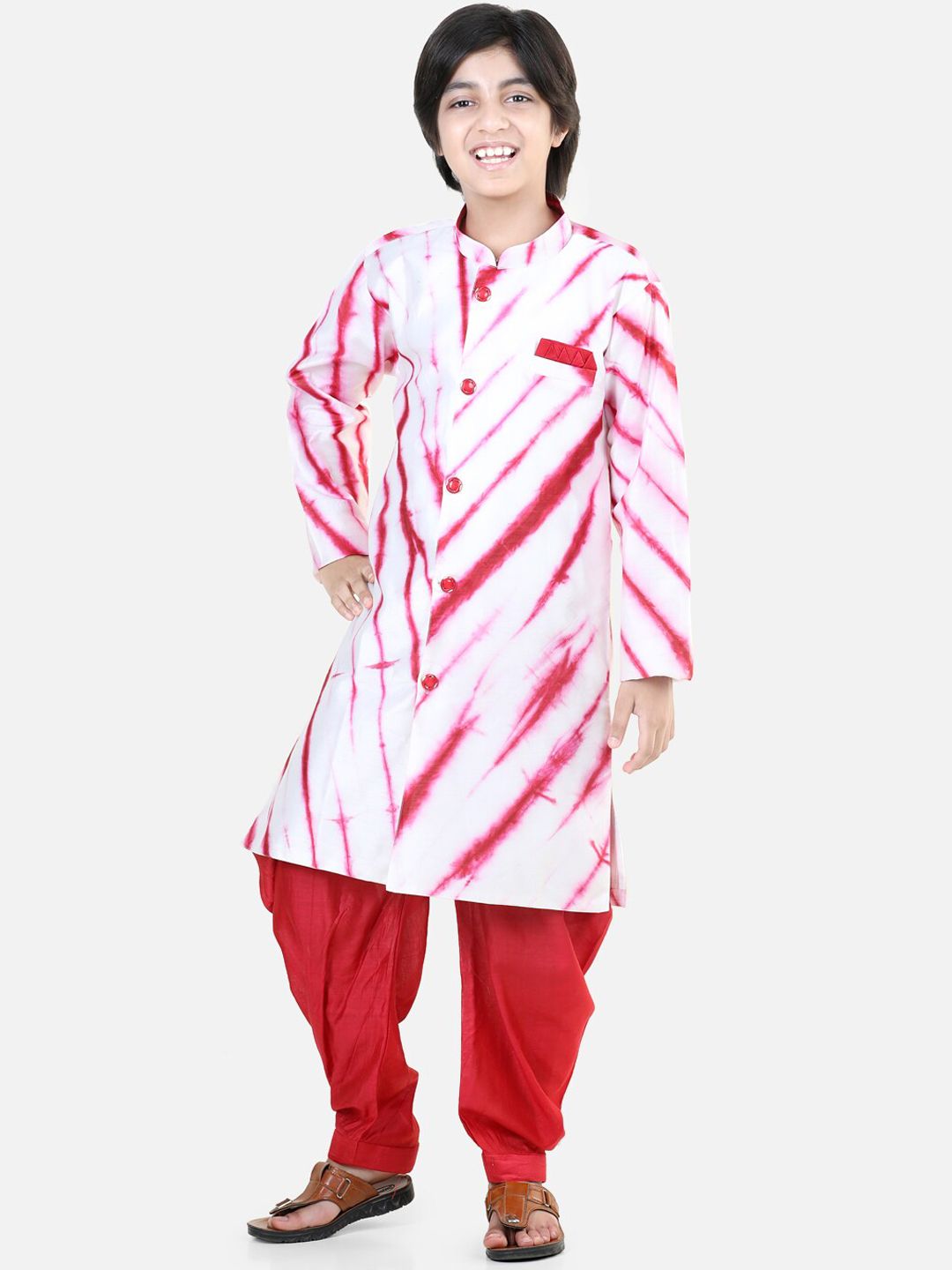 BownBee Boys Dyed Chanderi Silk Sherwani Set-picture-20