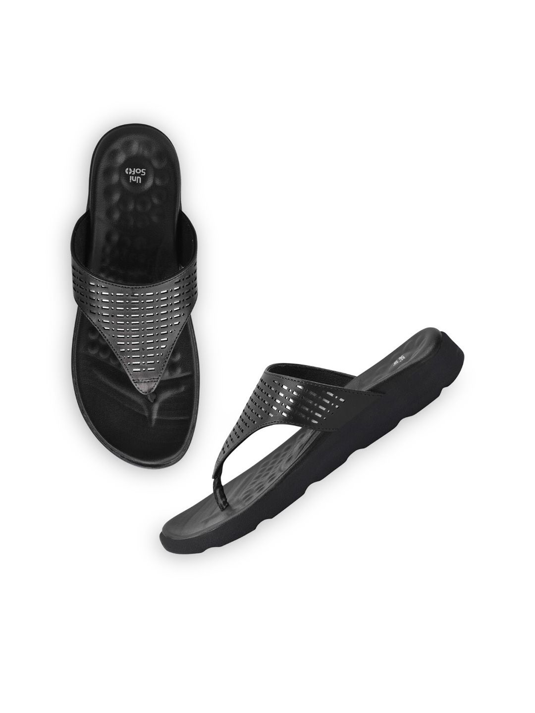 UNISTAR Textured Open Toe Flats With Laser Cuts-picture-14