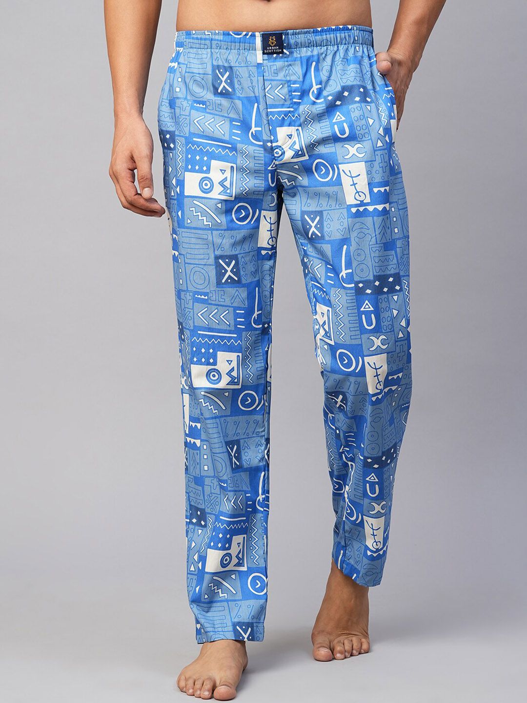 URBAN SCOTTISH Men Geometric Printed Cotton Lounge Pants-picture-31