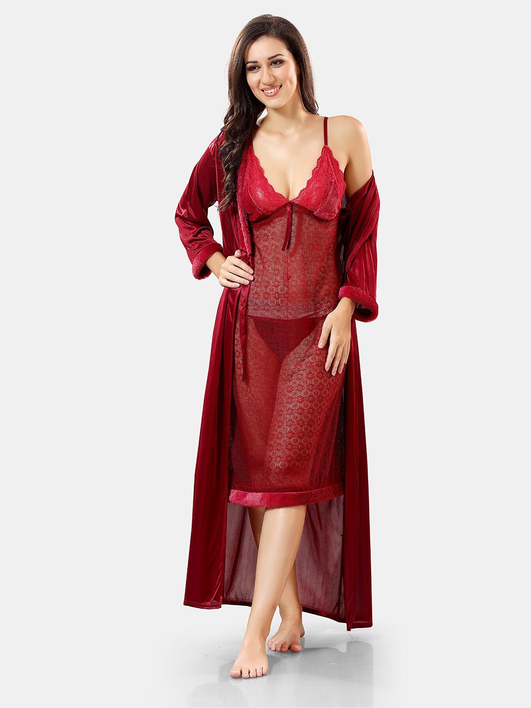 Be You Self Design Nightdress With Robe-picture-24