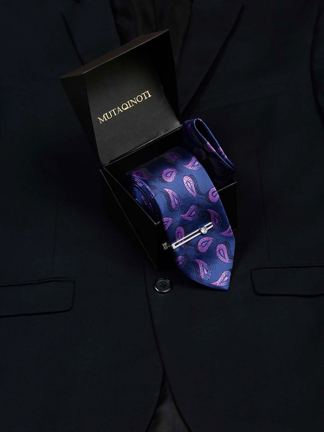 MUTAQINOTI Men Woven Design Micro Silk Necktie Accessory Gift Set-picture-49