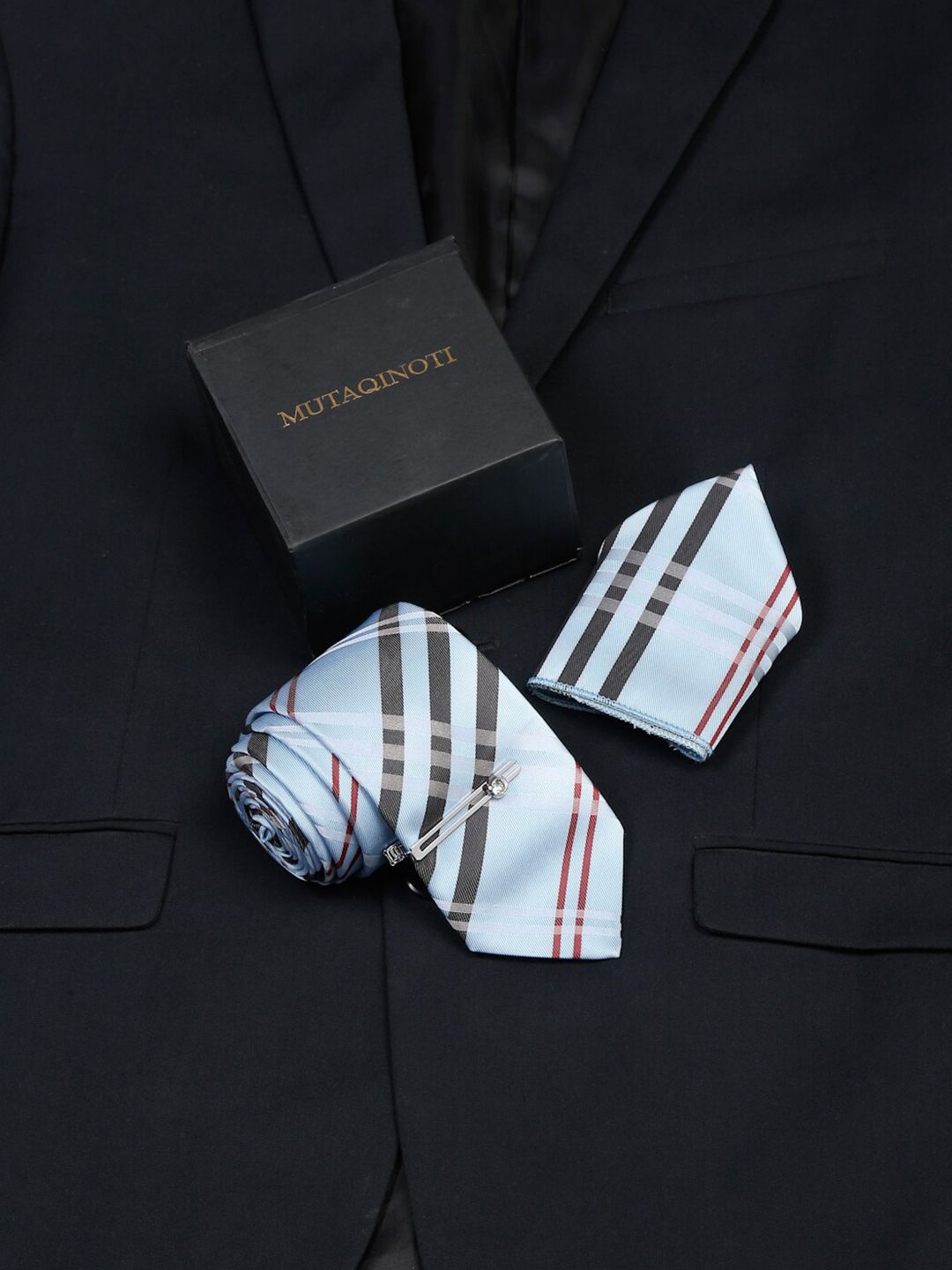 MUTAQINOTI Men Micro Silk Necktie Accessory Gift Set-picture-13
