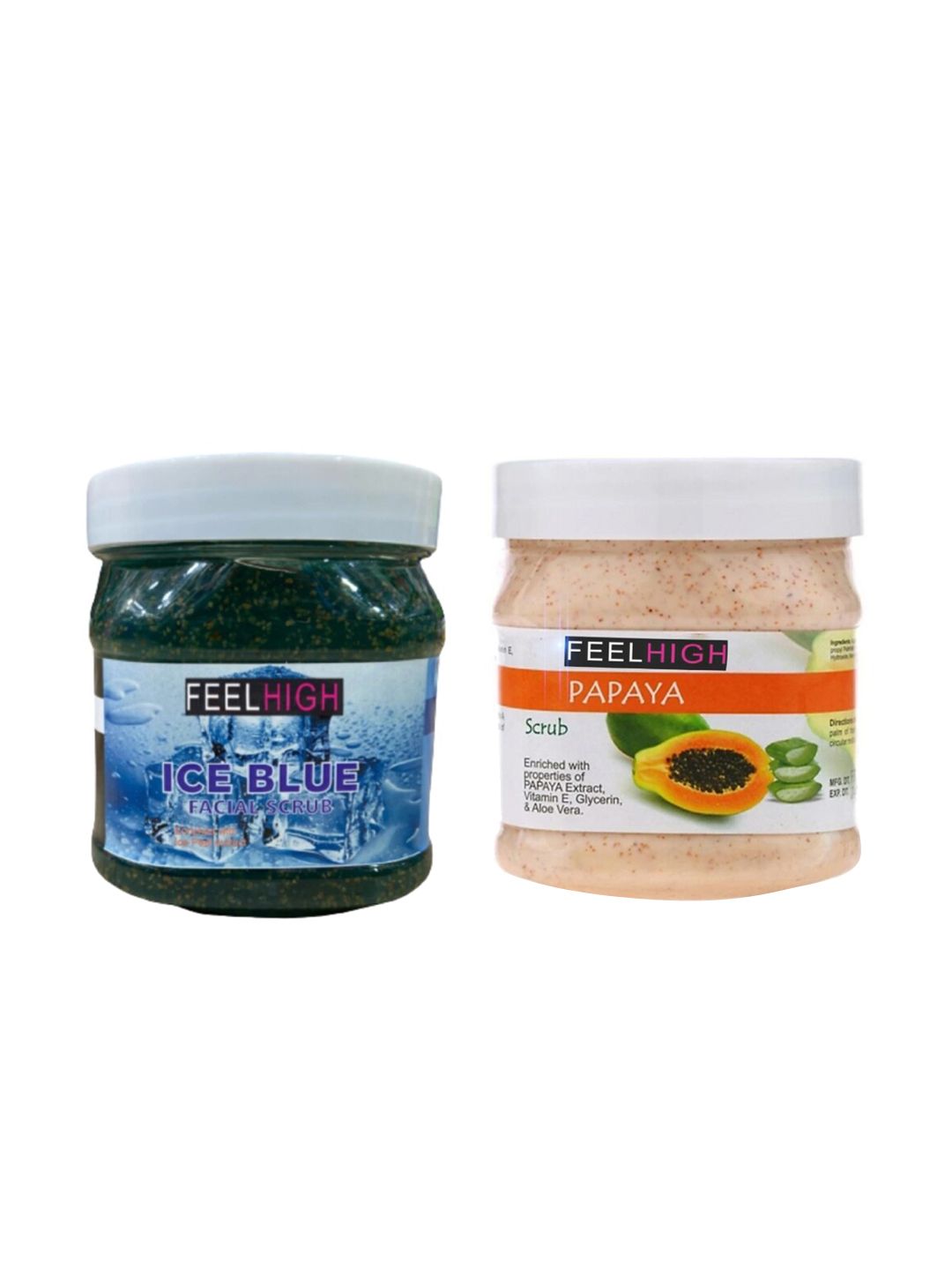 FEELHIGH Set of Ice Blue & Papaya Organic Face & Body Scrub - 500 ml each-image-3
