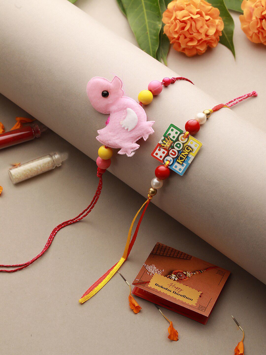 Saraf RS Jewellery Kids Set Of 2 Duckling & Ludo Charm Thread Rakhis-picture-44
