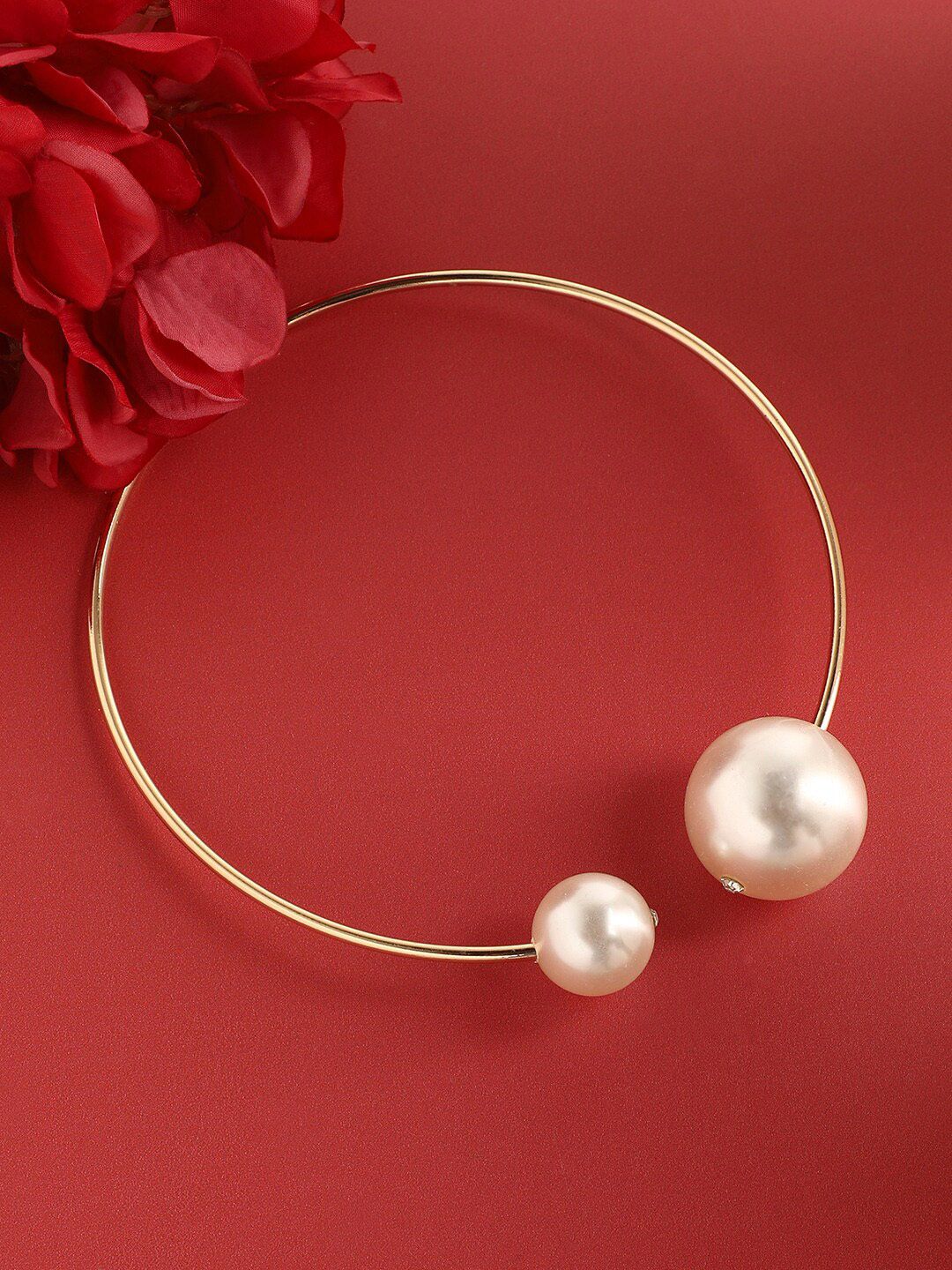 SOHI Gold-Plated Pearl Choker Necklace-image-20