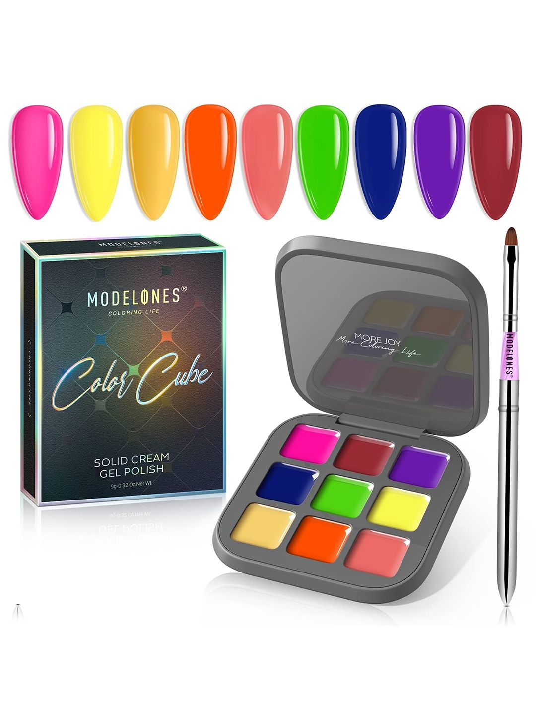 Modelones Colour Cube 9 In 1 Gel Nail Polish Palette with Brush 9g - Im Fab 51A-image-3