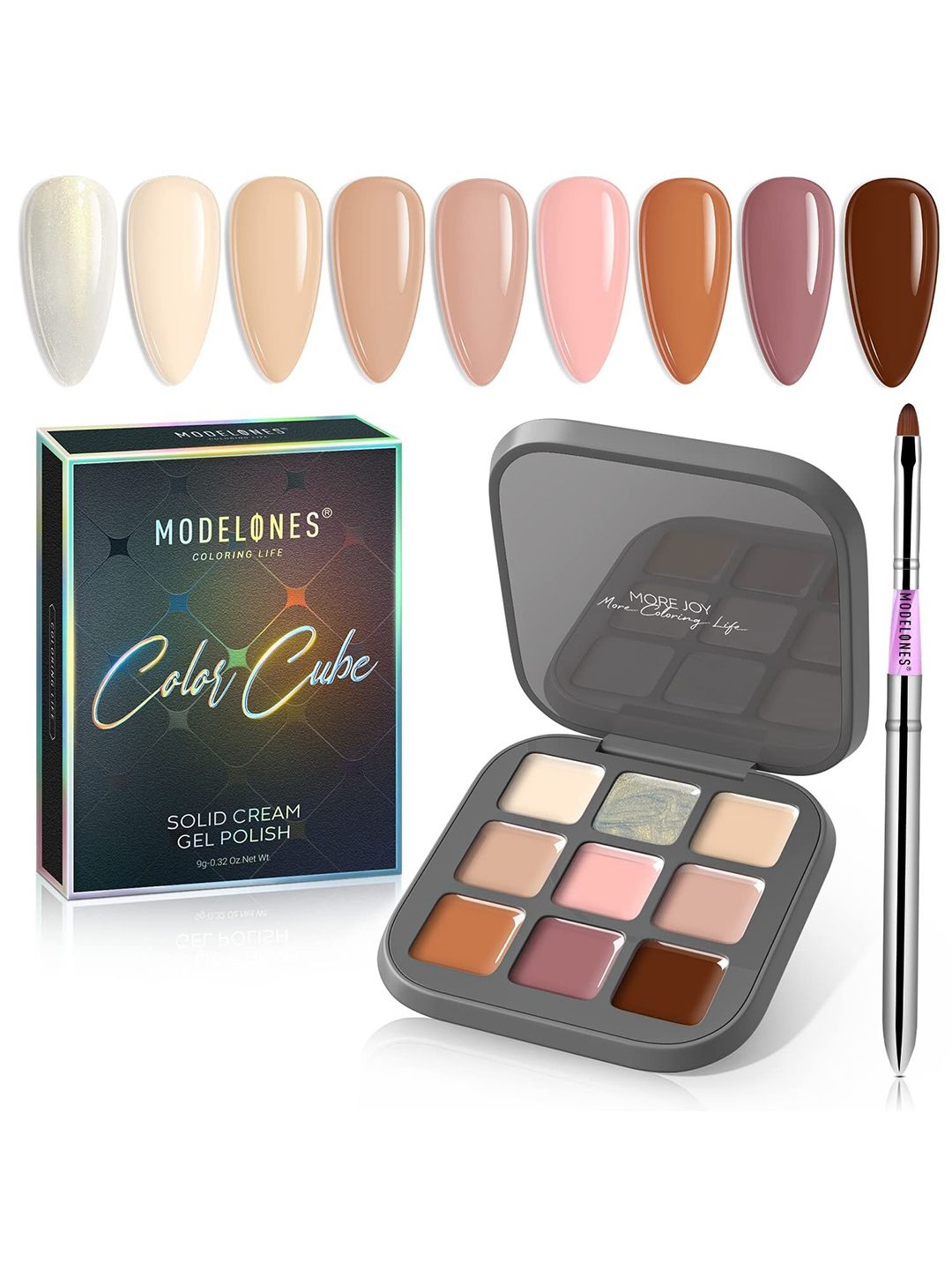 Modelones Colour Cube 9 In 1 Gel Nail Polish Palette with Brush 9g - Born Classy 52A-picture-45