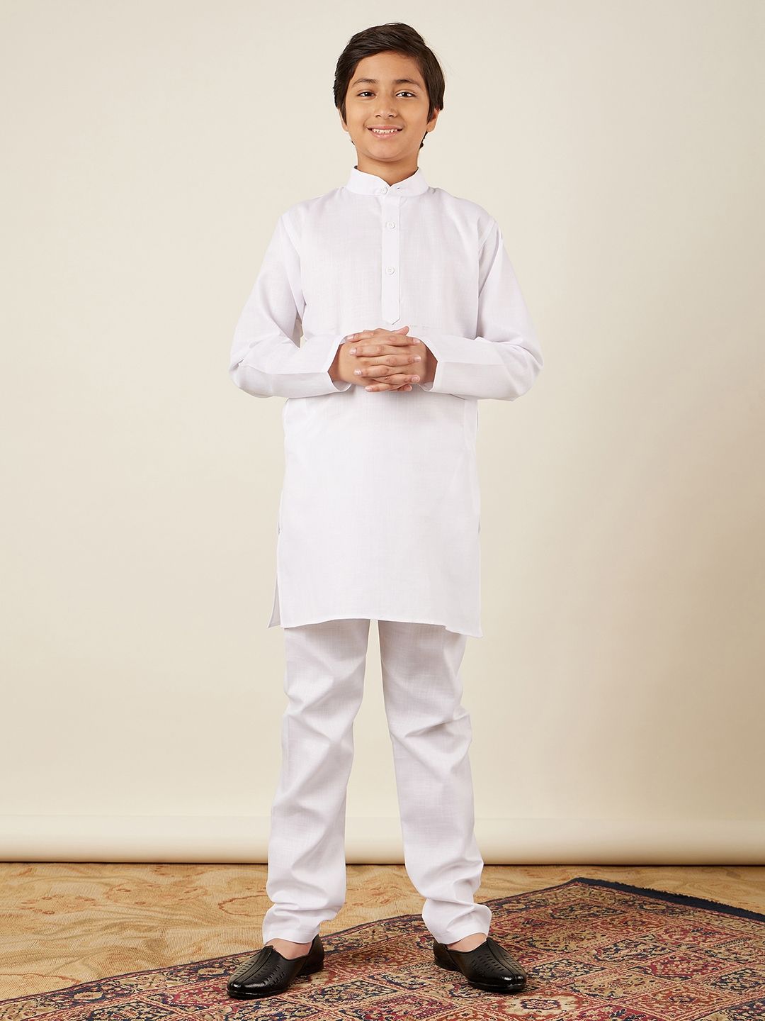 Aj DEZInES Boys Band Collar Pure Cotton Kurta with Pyjamas-picture-15