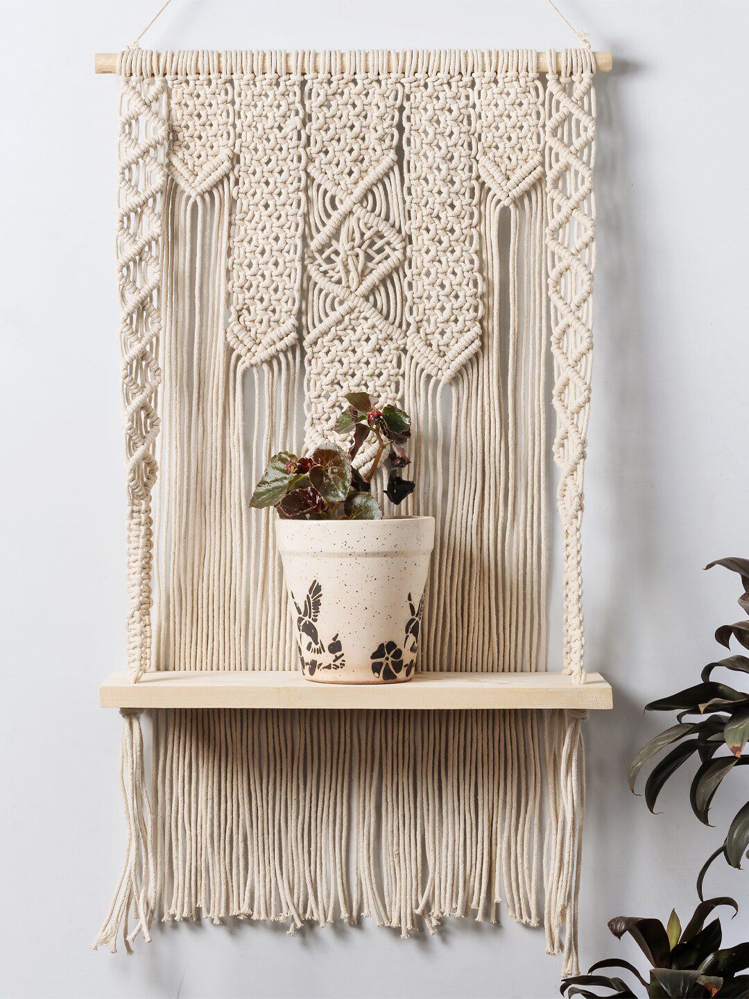 Decazone Beige Wooden Wall Hanging Shelf-picture-13