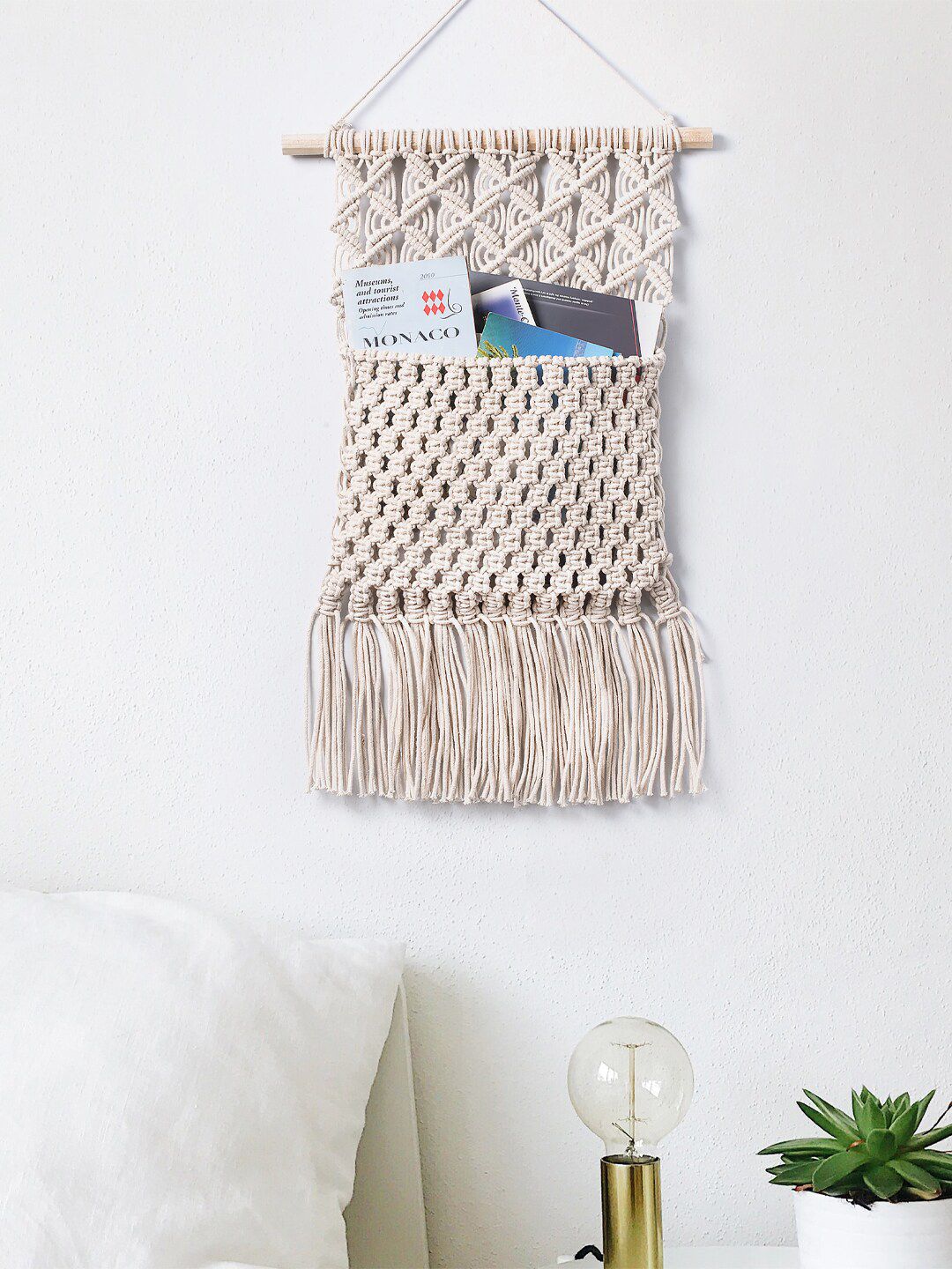 Decazone Beige Wood Pocket Wall Shelf-image-20