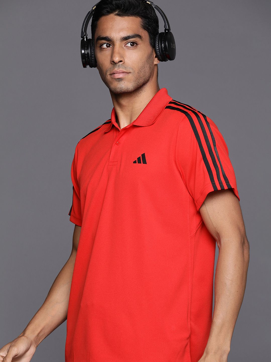 ADIDAS Men 3-Striped Polo Collar T-shirt