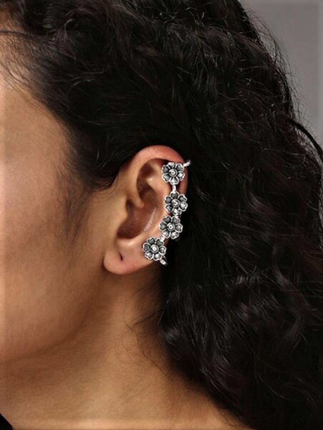 ATIBELLE Set Of 2 Silver-Plated Contemporary Ear Cuffs