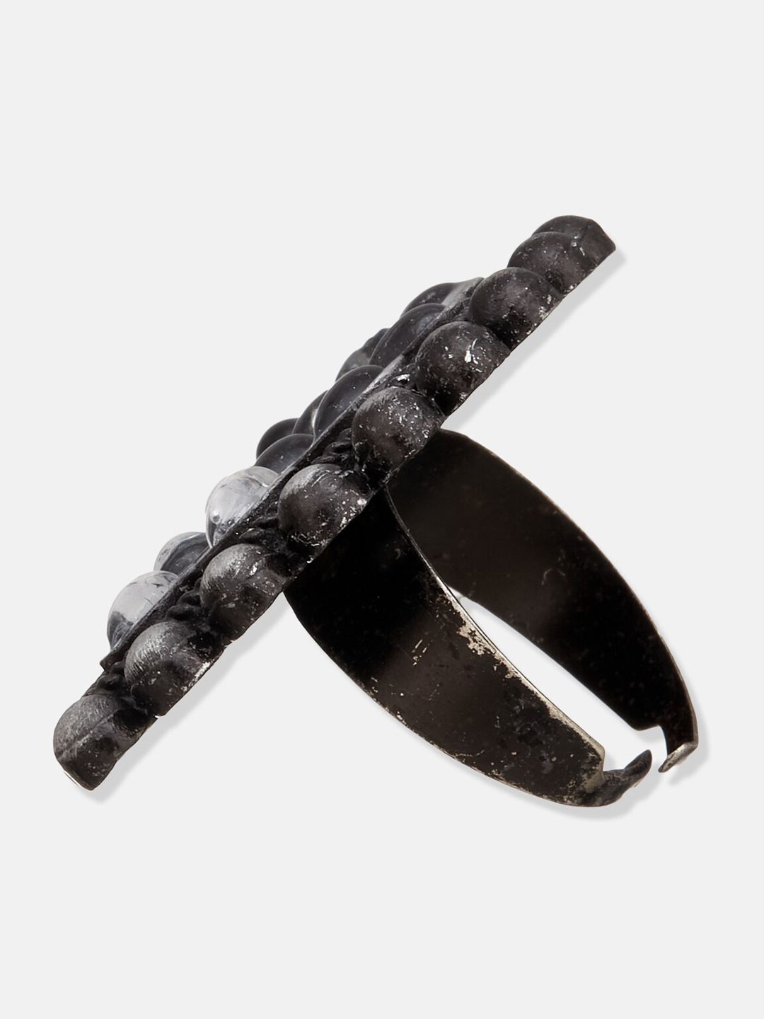 ATIBELLE Silver-Plated & Crystal Stone-Studded Adjustable Ring