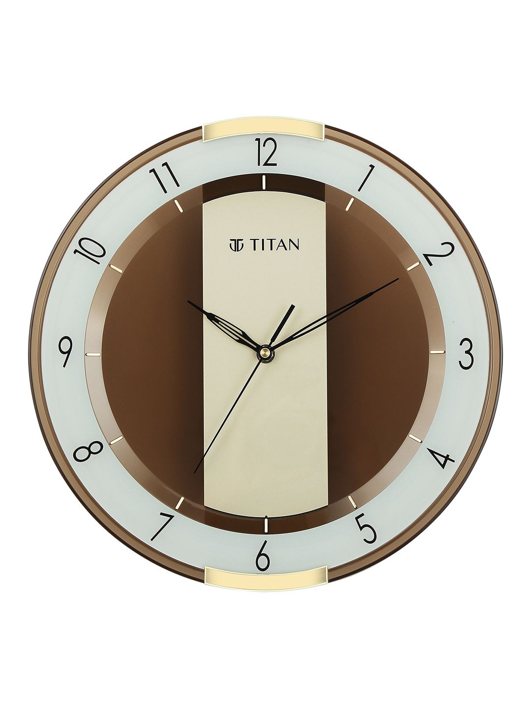 Titan Brown & Off White Colourblocked Analogue Contemporary Wall Clock