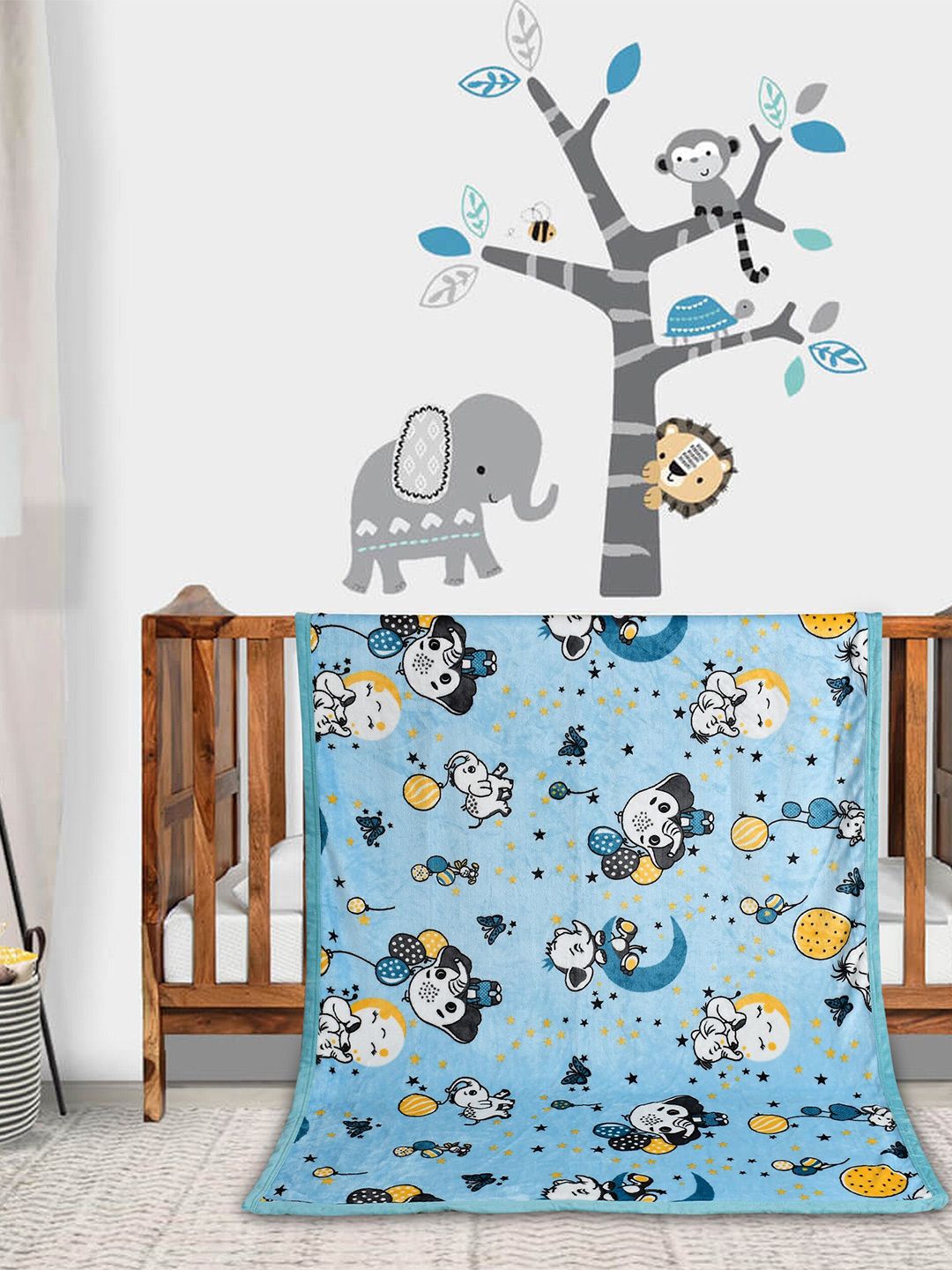 Florida Kids Blue & Black Cartoon Characters Heavy Winter 350 GSM Single Bed Blanket-picture-15