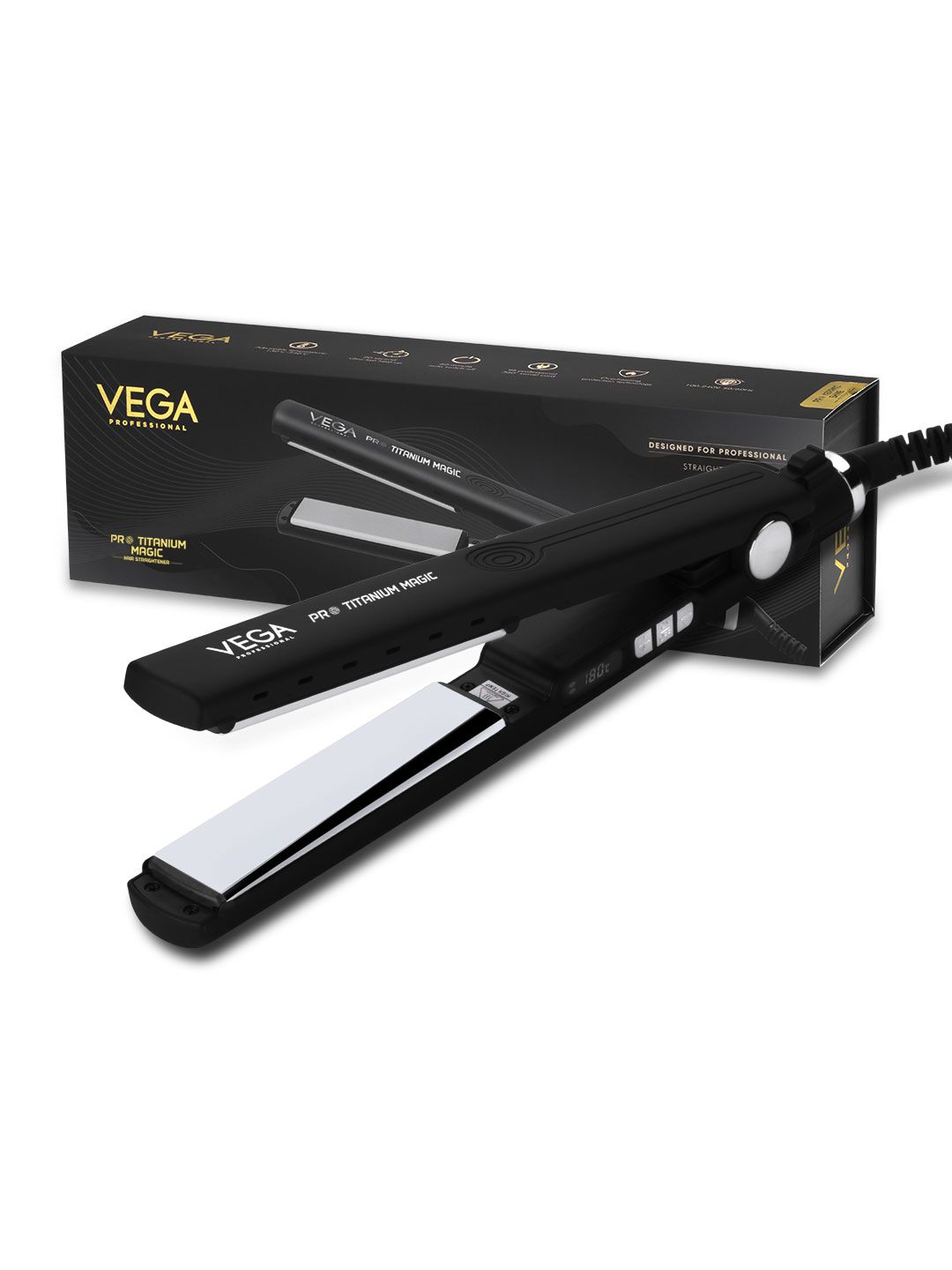 VEGA PROFESSIONAL VPPHS-12 Pro Titanium Magic Hair Straightener - Black-image-10