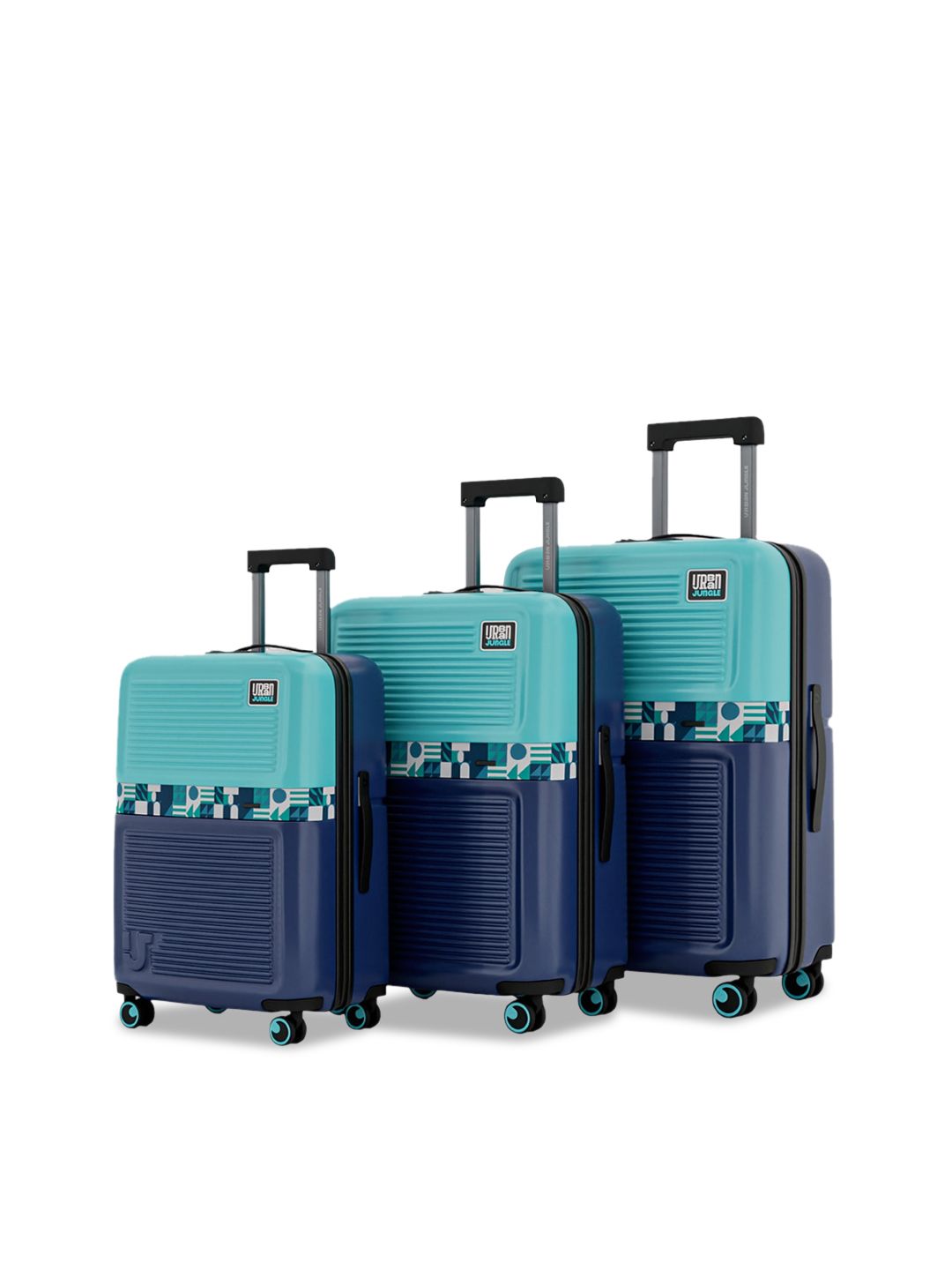 Urban Jungle Set Of 3 Blue Hard Luggage Trolley-picture-58