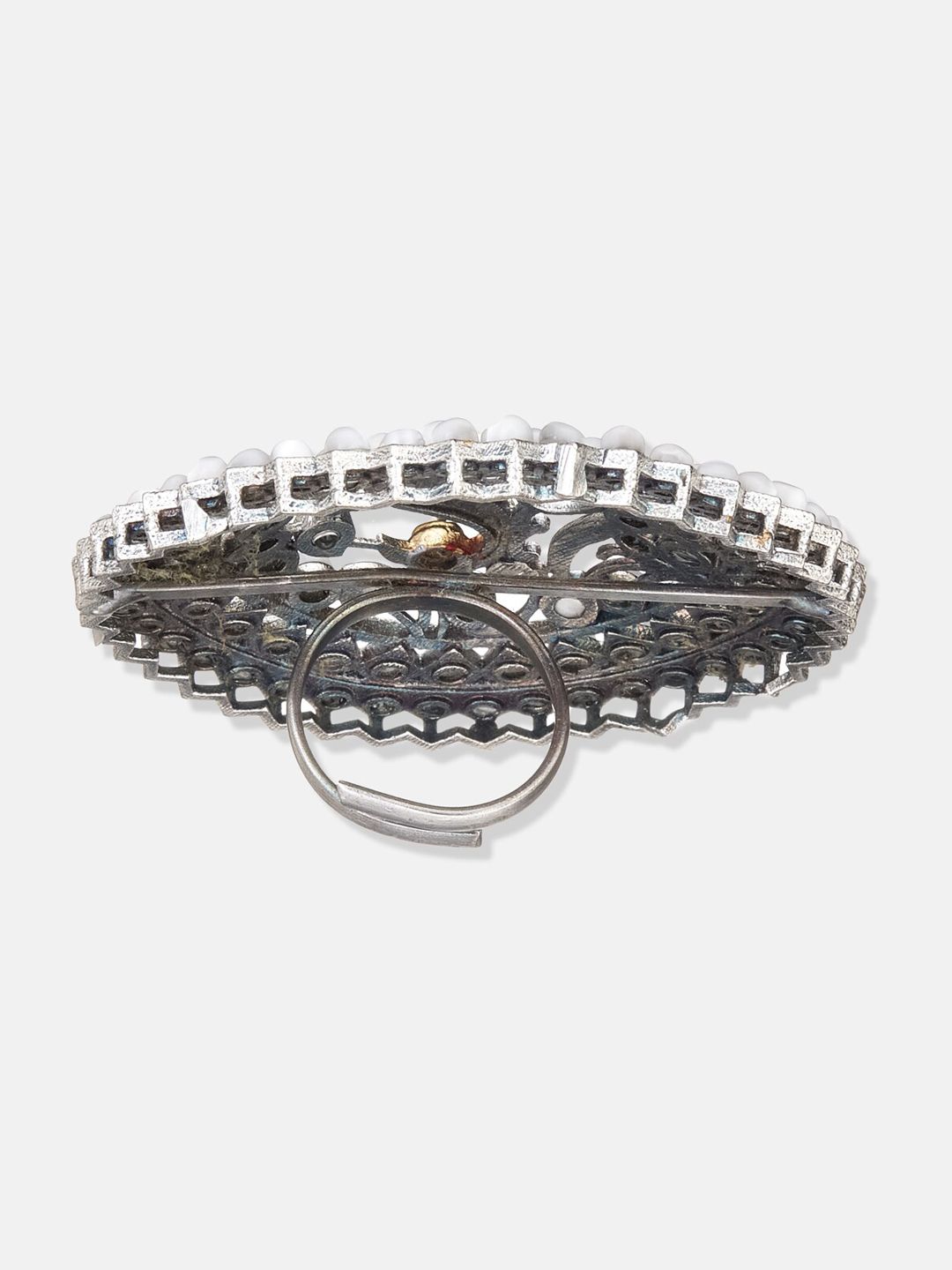 ATIBELLE Gold-Plated & Pearl Stone Studded Finger Ring