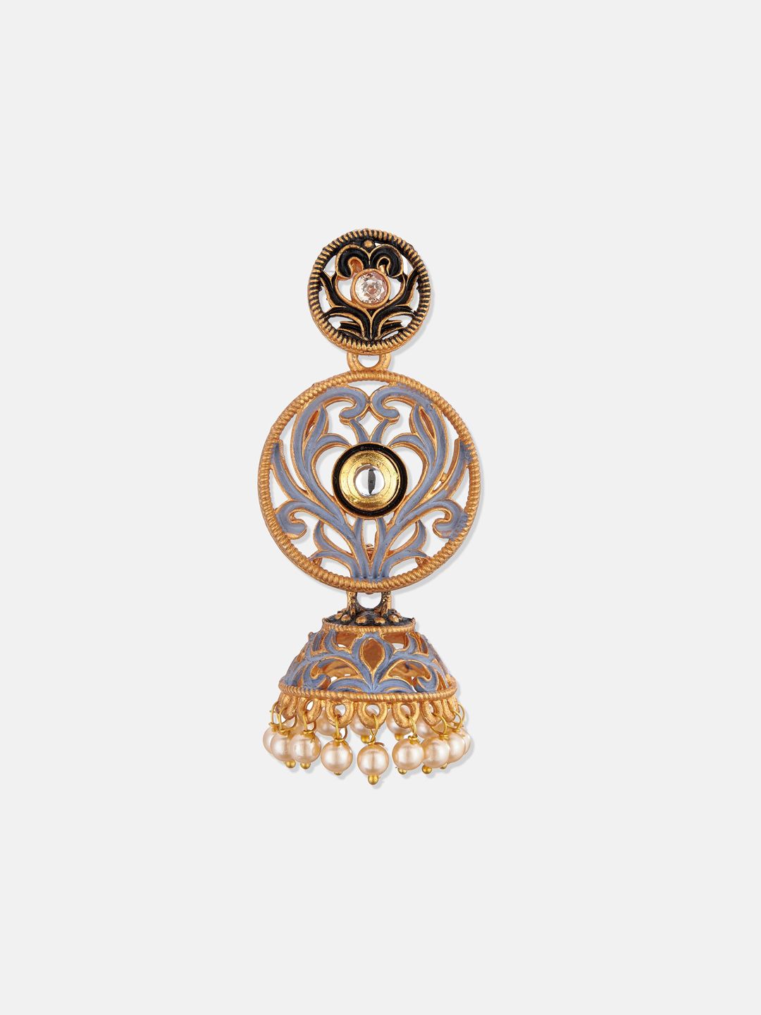 ATIBELLE Gold-Plated Dome Shaped Kundan Jhumkas